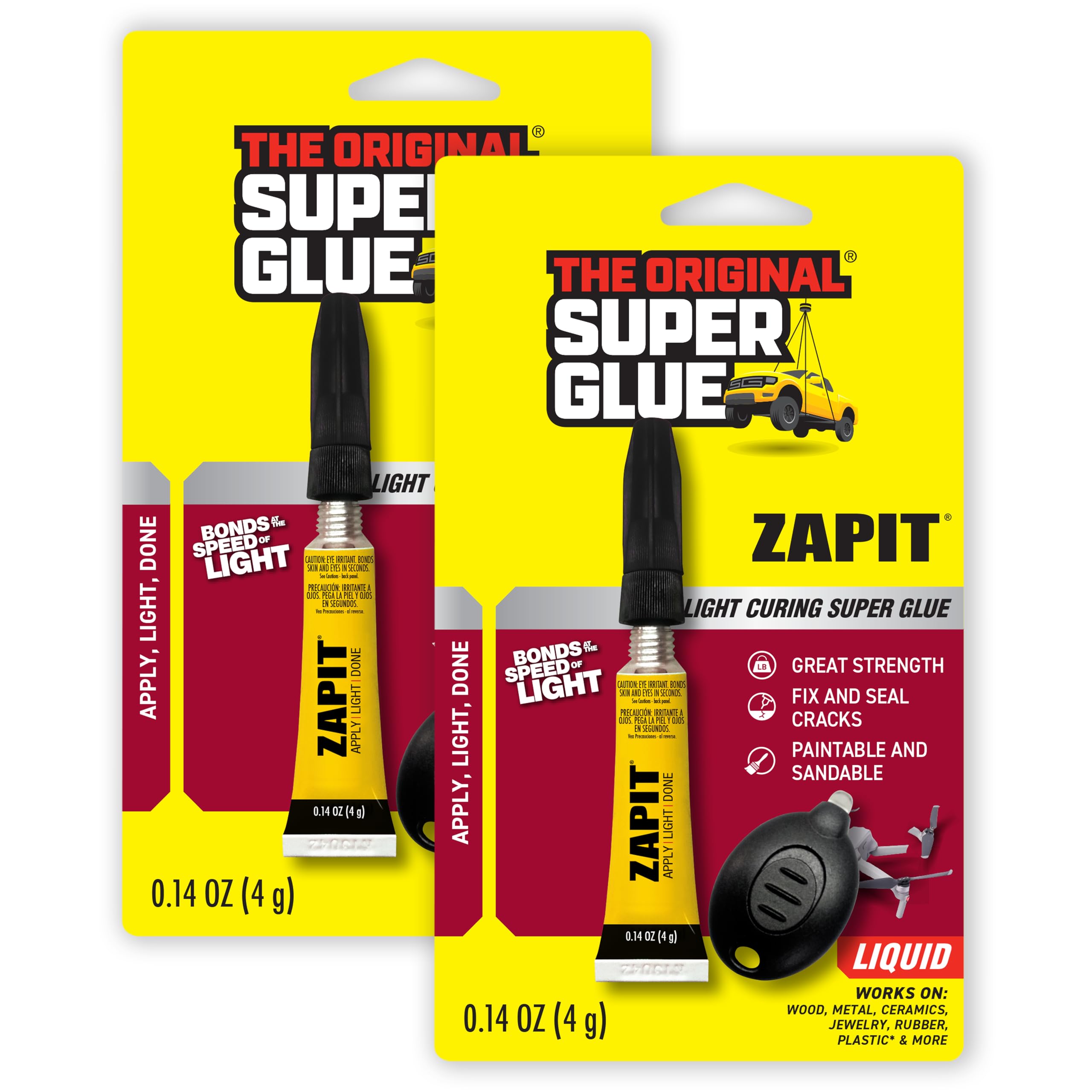 Super Glue - ZAPIT - Light Curing Adhesive - One 4 Gram Tube - (Pack of 2)