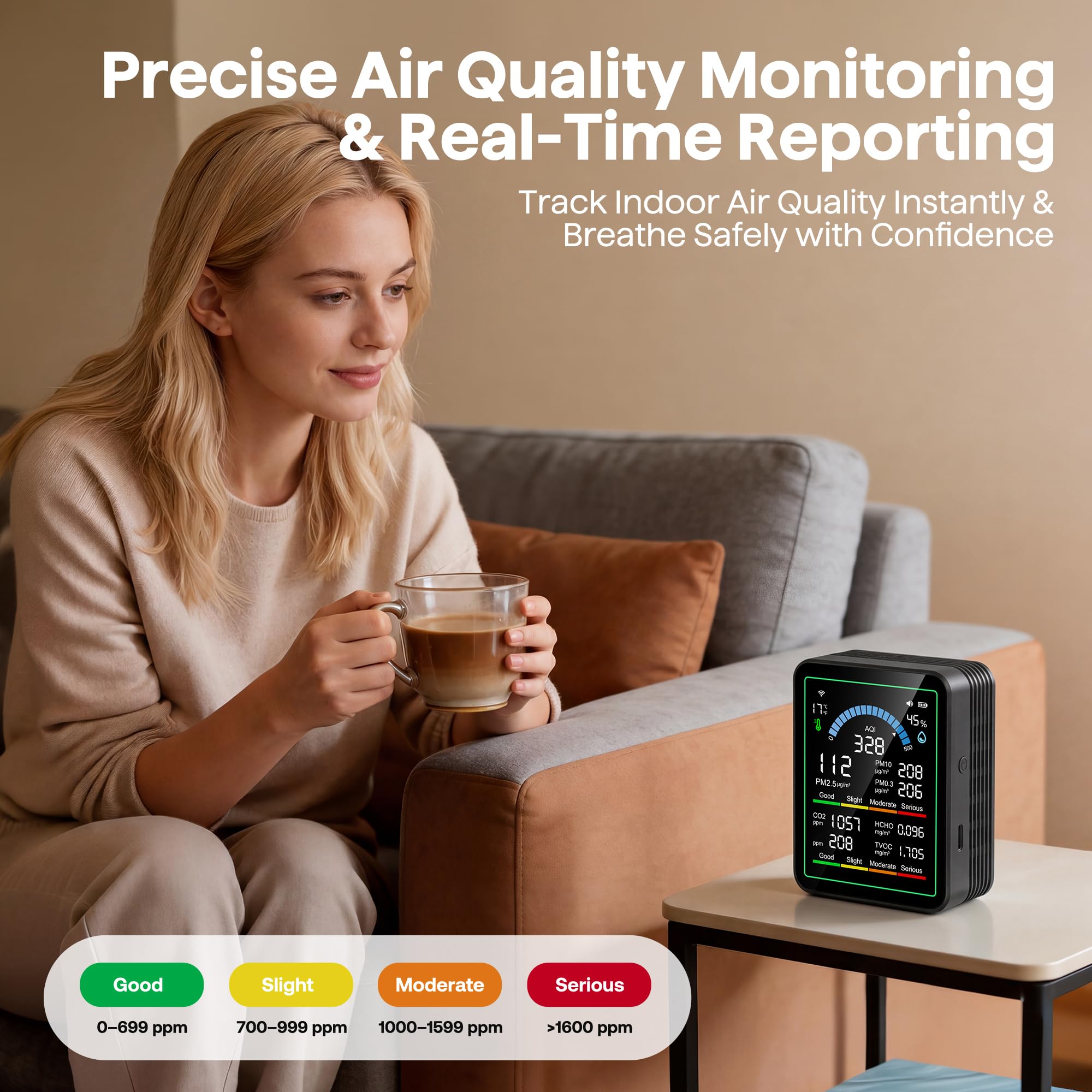 Air Quality Monitor Indoor, 10-in 1 Smart Air Quality Tester — Amazon image 4