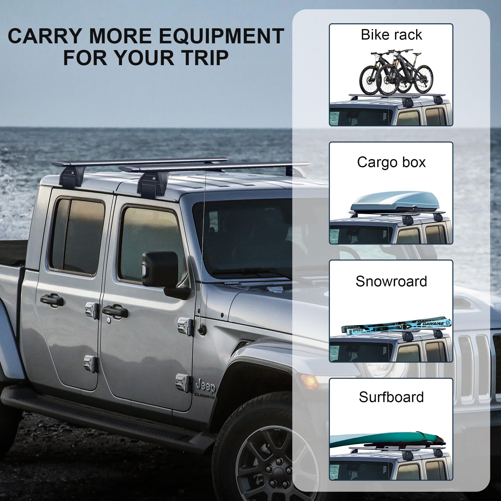 Rooftop Cargo Carrier Black Heavy Duty Roof Top Cross Bar Roof