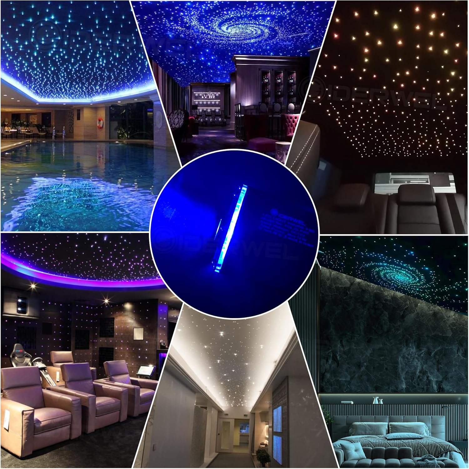 Twinkle Fiber Optic Lights,Bluetooth APP/Remote/Music Activate Starlight Headliner Kit with RGBW LED Light Engine,450pcs 9.8ft Mix Optic Fiber Cable for Car/Home/Party Star Light Ceiling