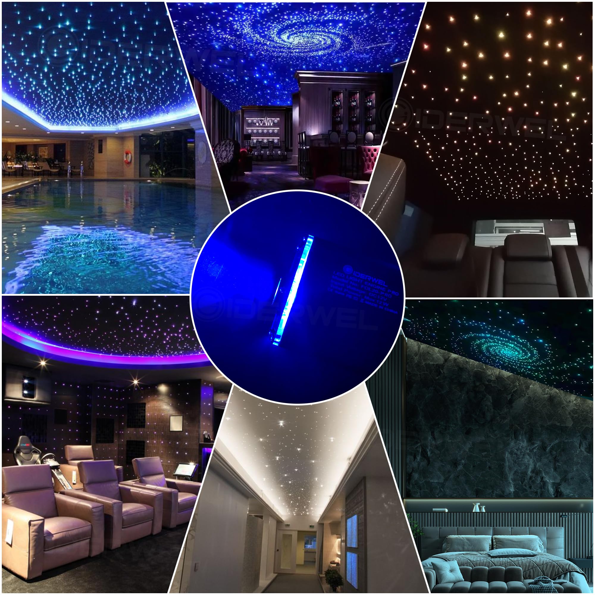 Twinkle LED Glasfaser Sternenhimmel Licht für Auto/Decke,Bluetooth App/RF Fernbedienung LED Fiber Optic Star Deckenleuchten Kit mit 300pcs,2m,0,75mm Glasfaserkabel and RGBW Motortreiber mit Musikmodus