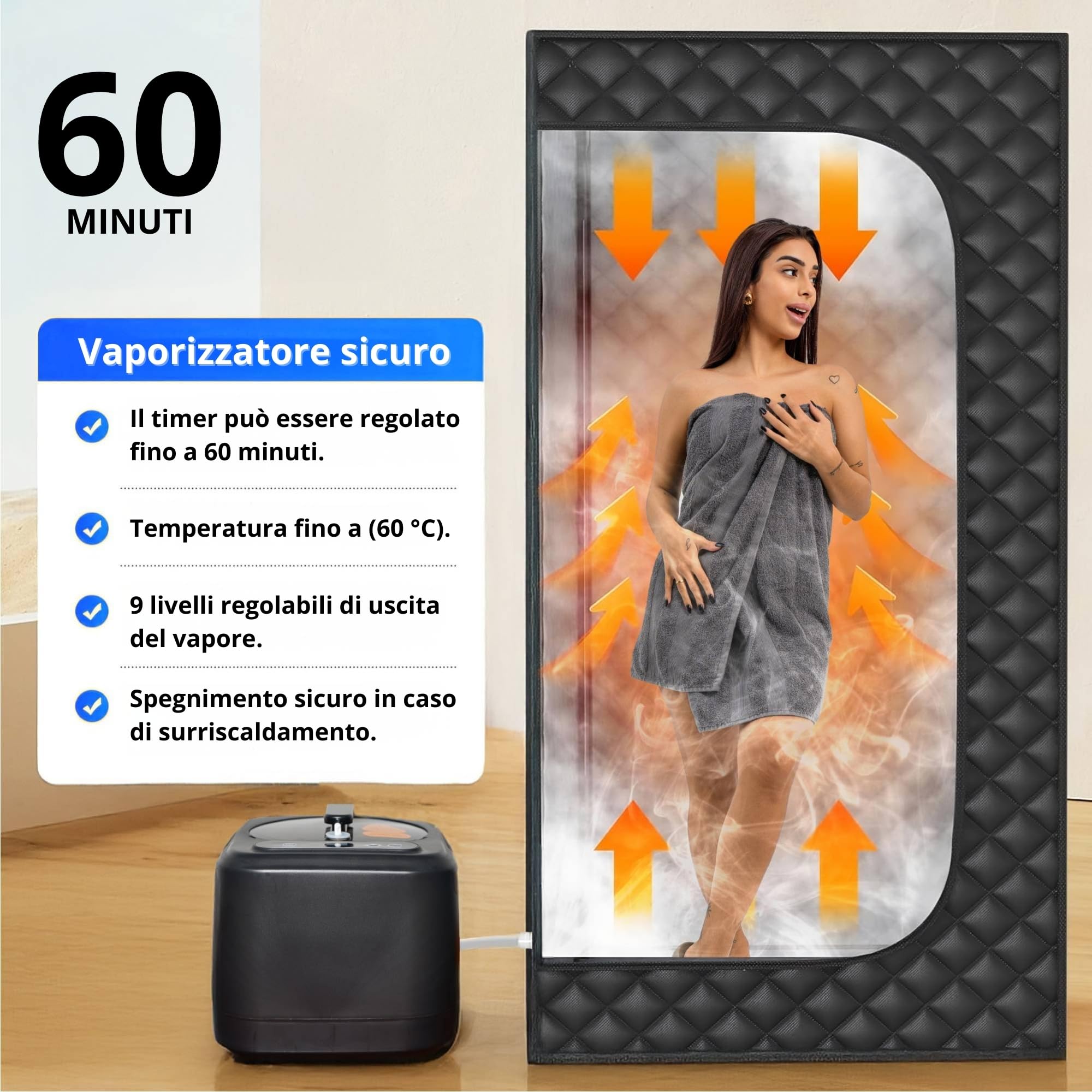 Ice Hof® Sauna Portatile a Vapore, Mini Sauna Box per Casa, Bagno Turco da Casa Interno, Sauna Home per Relax e Benessere, Sauna da Esterno Portatile