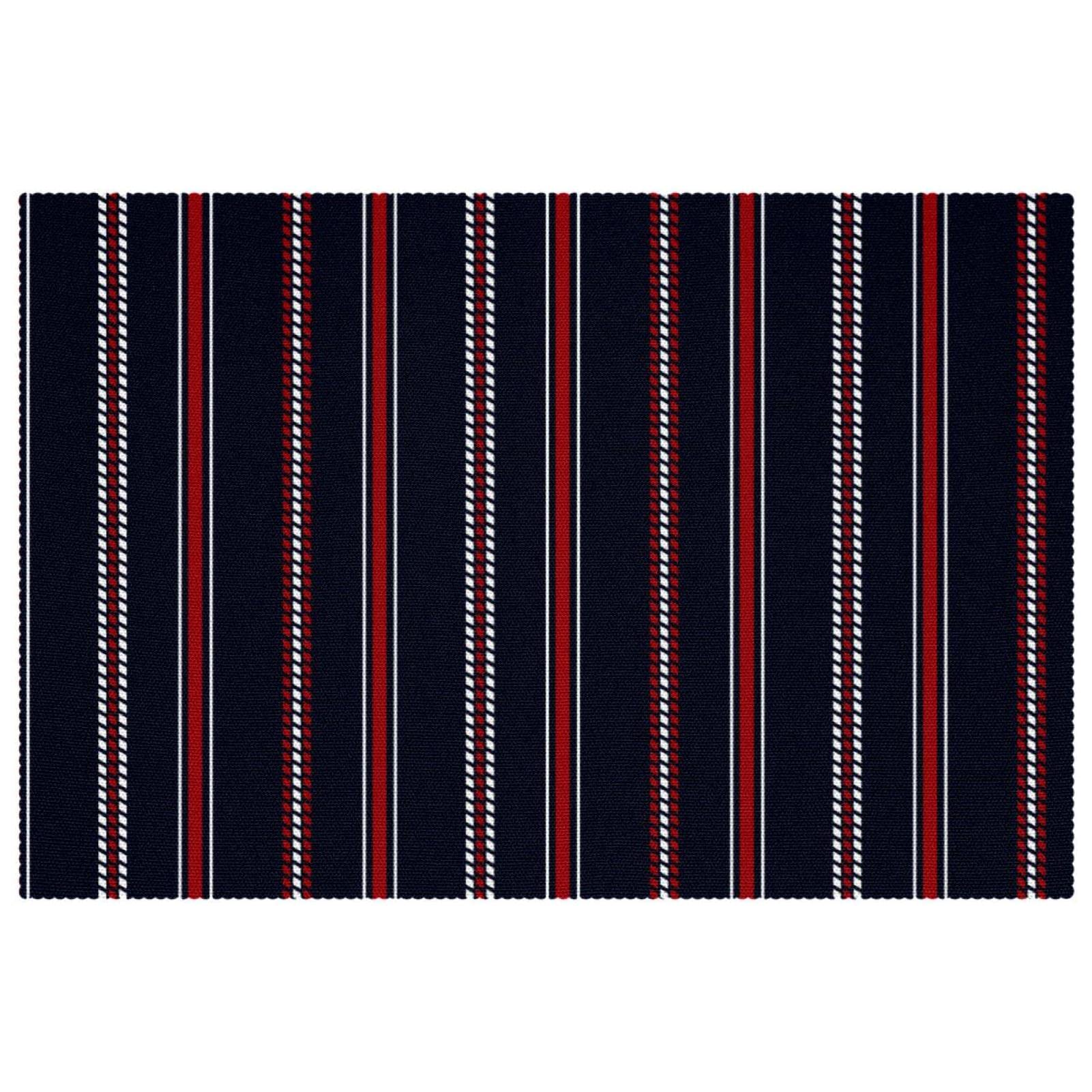 Set de table tissu Oxford rayures bleu marine et rouge lavable lot de 4