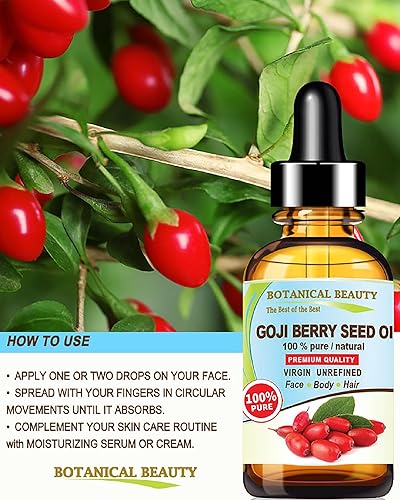 Miniatura 5 de GOJI - Aceite de semilla de bayas Lycium Barbarum Himalaya, 100% puro, natural, virgen, sin refinar, aceite portador prensado en frío, 0.5 onzas