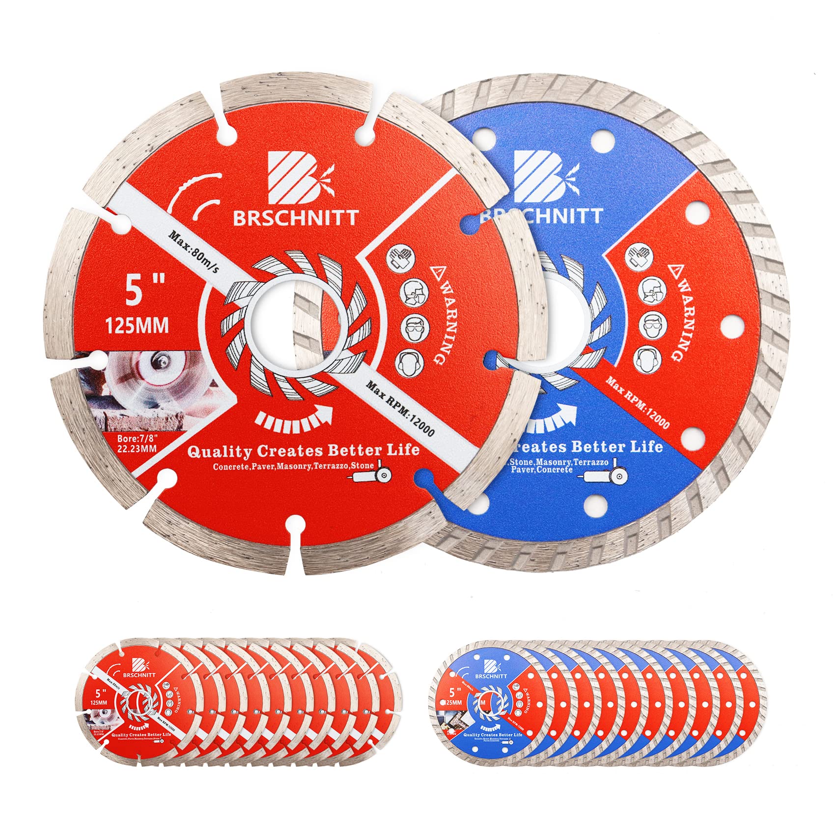 Diamond Blade Set,20pcs 5 Inch Arbor 7/8 5/8 For