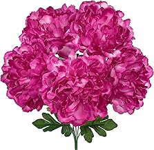 Hollyone Fuchsia Peony Bunch Artificial Flowers, Large Fake Flower Bouquet Silk Flowers for Home Decor, 5PCS Faux Peony Flower Heads for Wedding, Floral Arrangements, Living Room, Bathroom Decorations
