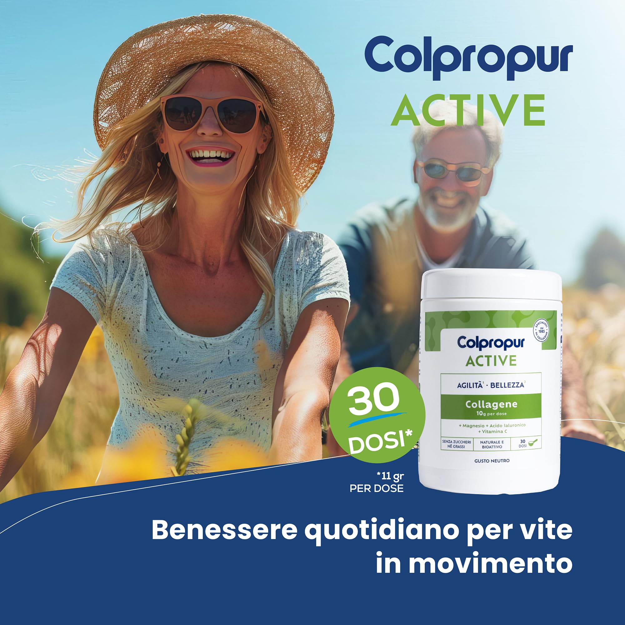 Colpropur Active Gusto Neutro – Collagene Idrolizzato in Polvere da Bere - Peptidi di Collagene, Integratore per Ossa, Muscoli e Articolazioni – 330g
