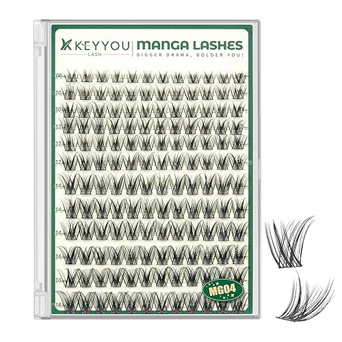 Miniatura 15 de KEYYOU - Racimos de pestañas de manga de 0.315 a 0.709 pulgadas, extensiones de pestañas naturales para bricolaje con banda fina suave (MG03)