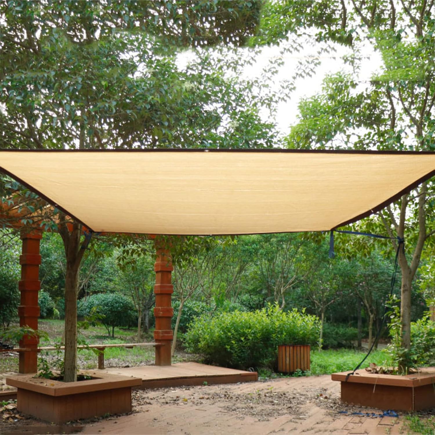 Beige Shade Netting,Shade Sails,Heavy Duty Shade Cloth,UV Resistant Fabric net,Weather/ageing Resistant,Shade Netting with Eyelets,2m,3m,4m,5m,6m,8m,9m,10m,WxH-3x3m(9.8x9.8ft)