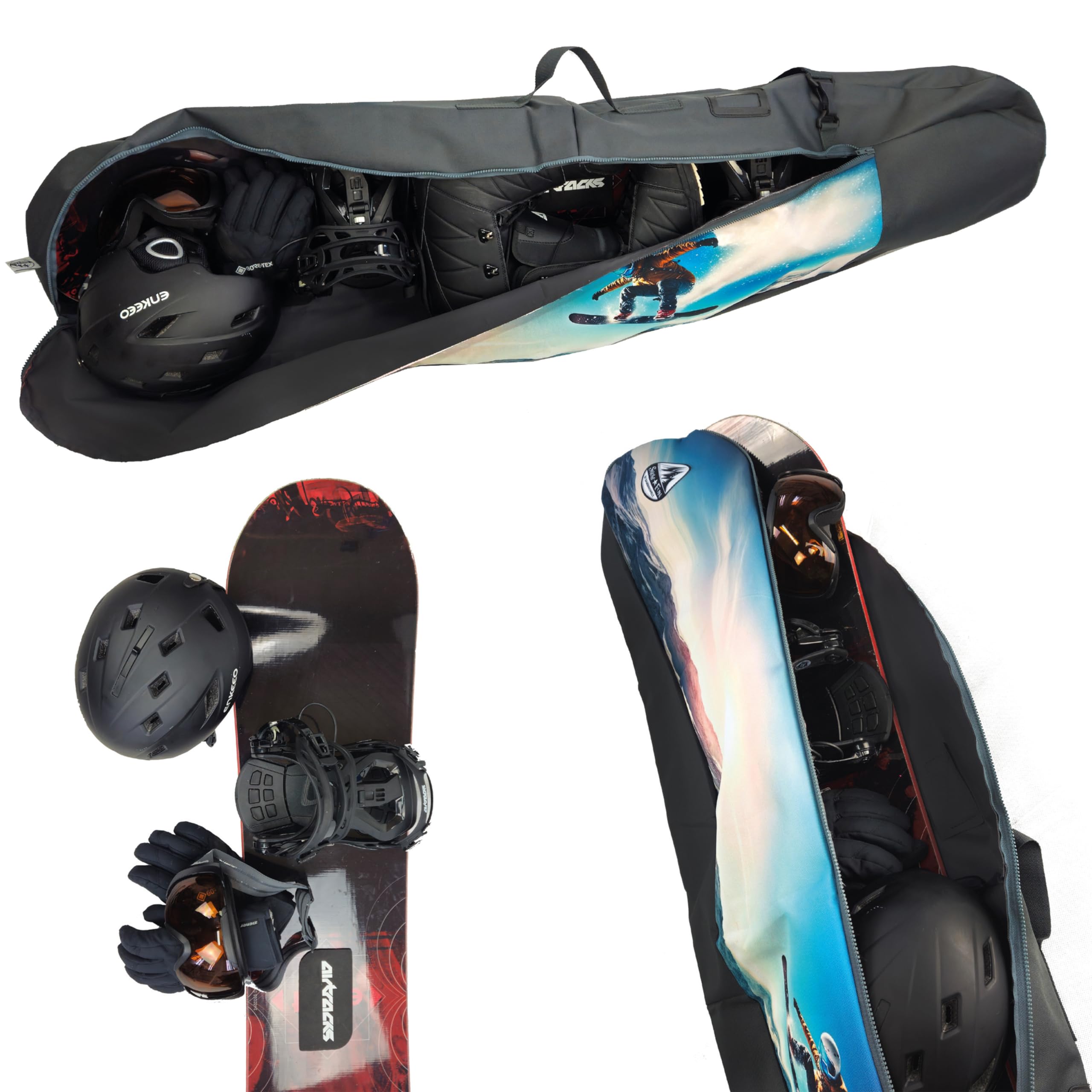 Sac de snowboard pour enfant BambiniWelt avec casque, lunettes et gants