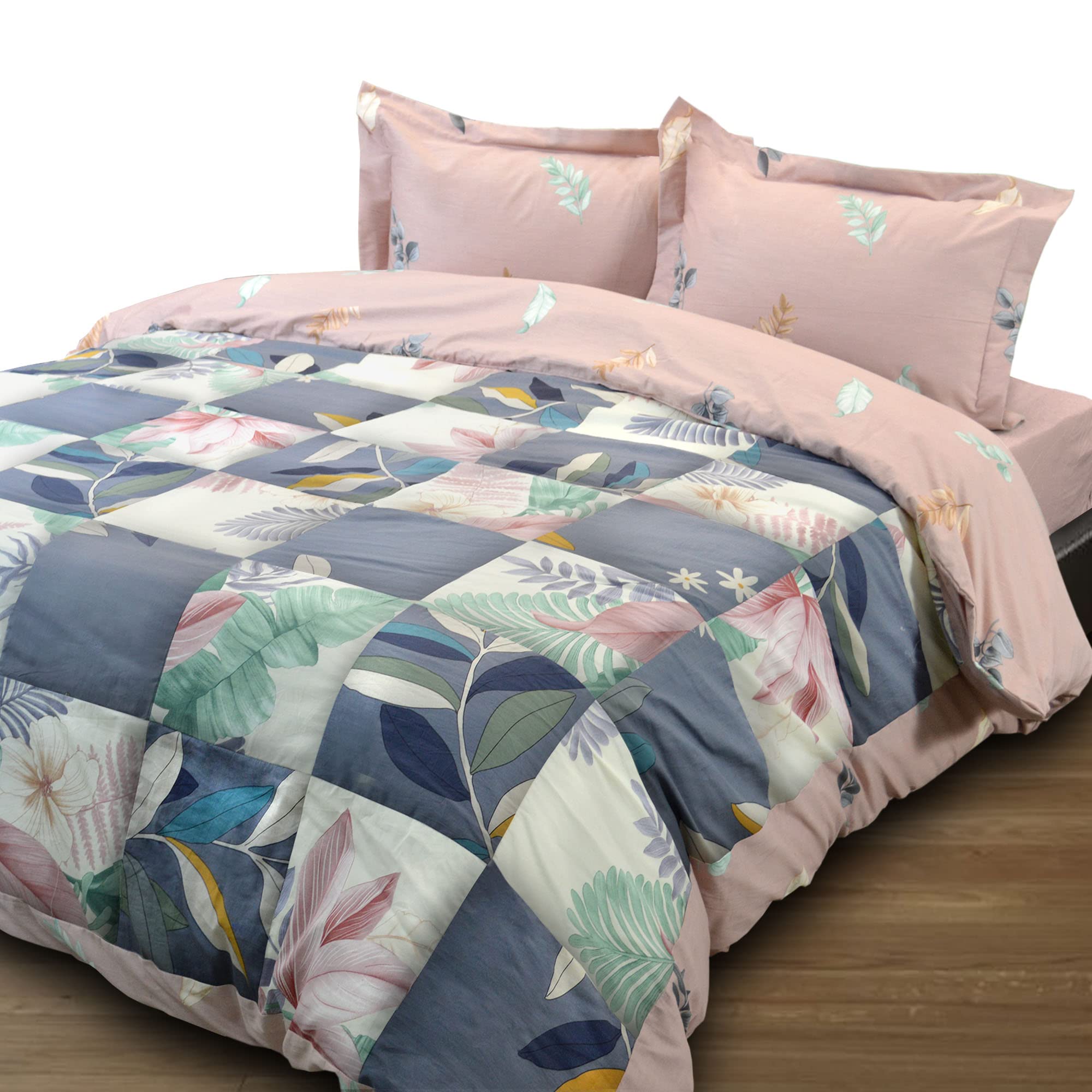 Essina Duvet Cover Set – 3Pcs Patchwork King Duvet Cover Set with Duvet Cover and 2 Pillow Shams – 620 Thread Count – Soft Cotton King Size Duvet Cover – Luxurious Cotton Comforter Cover – Zahara