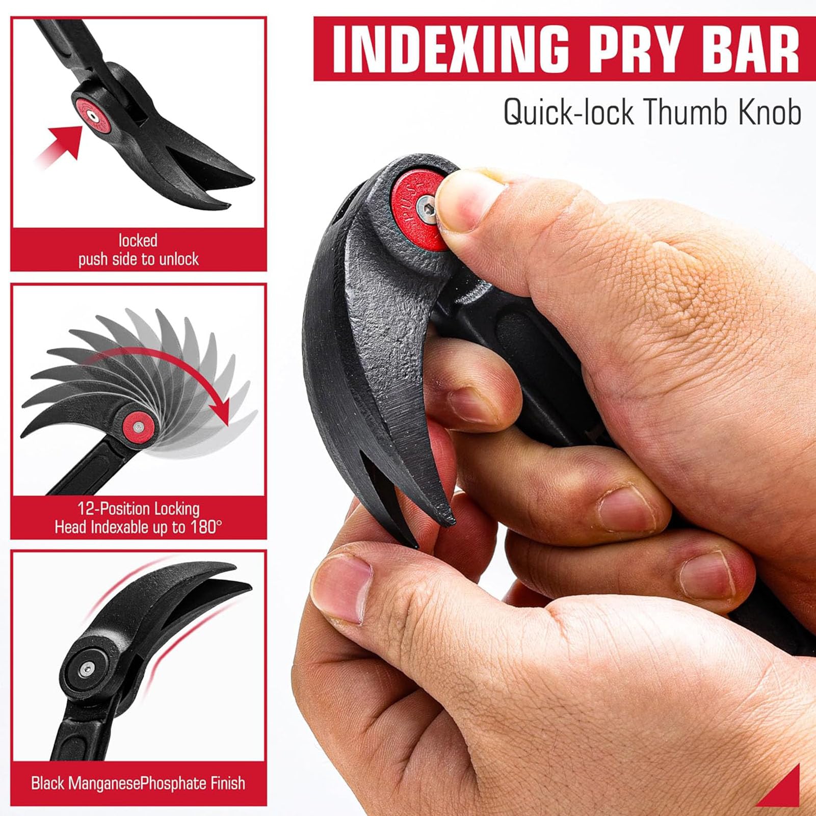 Barre à Mine Réglable de 45,7 cm - Extensible, Indexable, Outil de Levage Professionnel en Acier Chrome Vanadium Haute Résistance pour Mécaniciens Automobile