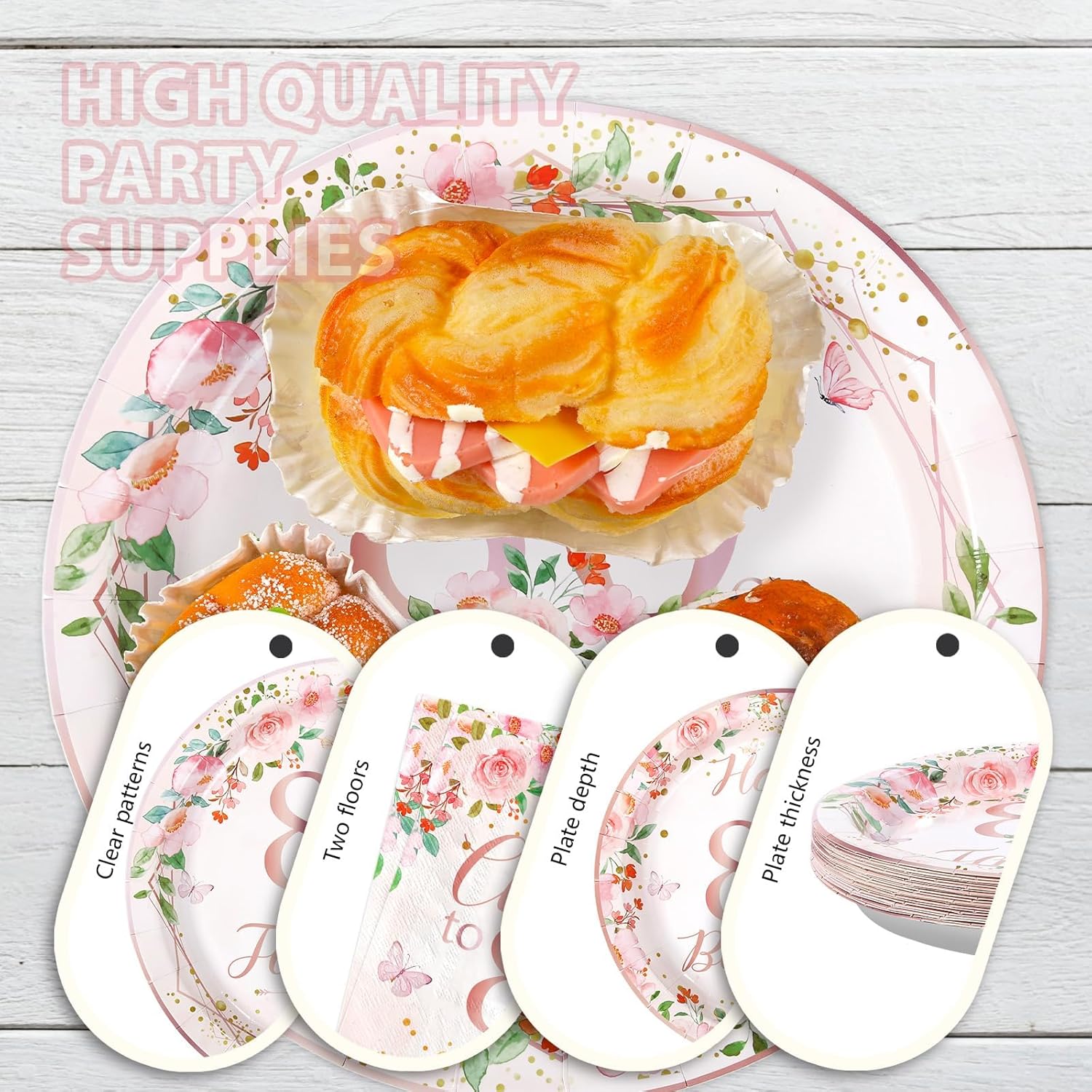 200Pcs 80th Birthday Decorations for Women Floral 80th Birthday Party Plates and Napkins Disposable Rose Gold 80 Fabulous Tableware Set for Women 80 Years Old Party Supplies Serves 50