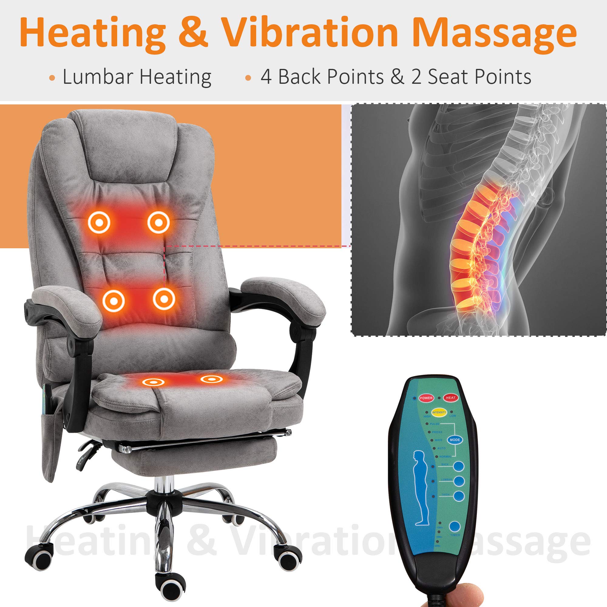 Vinsetto Heated 6 Points Vibration Massage Executive Office Chair