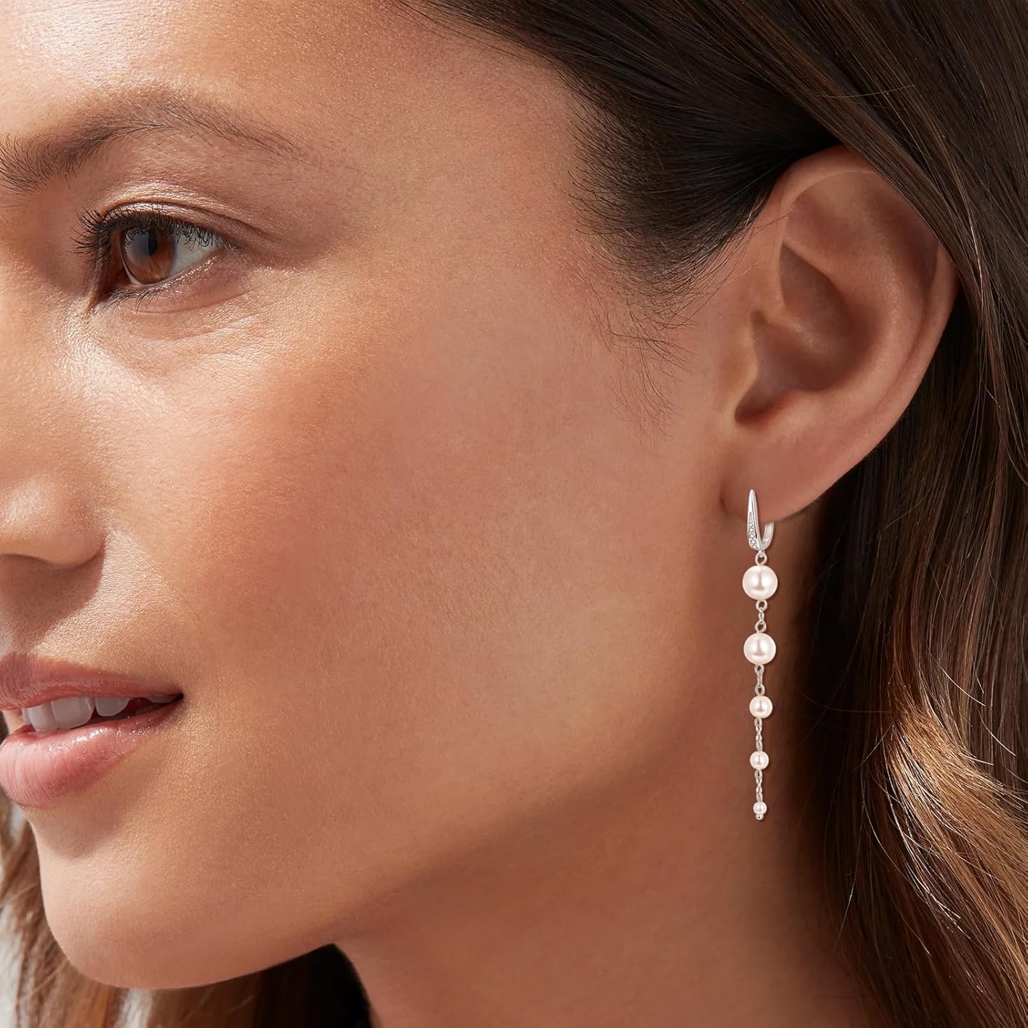 AENEAS Pearl Long Dangle Earrings for Women S925 Sterling Silver Glod Plated/Silver Pearl Drop Earrings Jewelry Gifts for Wedding Anniversary - Image 2