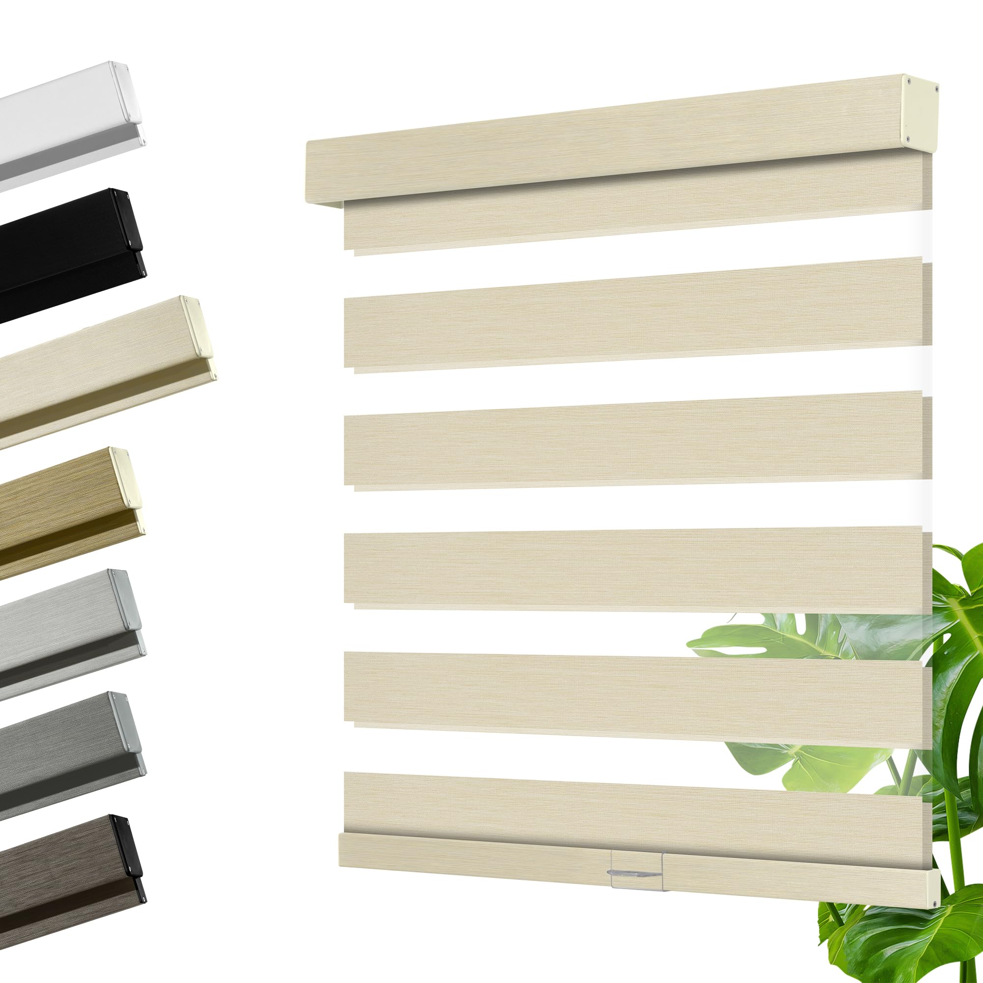 HOTSOON Cordless Zebra Blinds for Windows, Blackout Interior Blinds,Easy to Install,UV Protection,for Offices and Home,Custom Roller Shades, Mousse