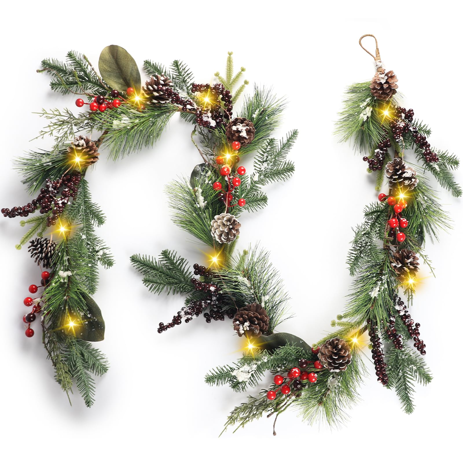 Photo 1 of ***NON-REFUNDABLE (2 PACK) BUNDLE***
Artgar Christmas Garland, 6FT Christmas Garland with 30 Warm Lights, Green Artificial Christmas Garland with Pinecones, Berries, Magnolia Leaves 
