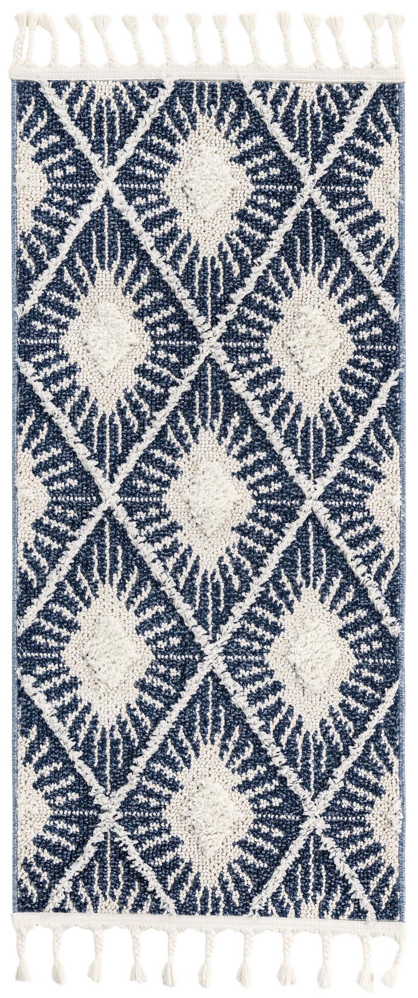 Rugs.com Boho Collection Rug – 4 Ft Runner Blue Medium-Pile Rug Perfect for Hallways, Entryways