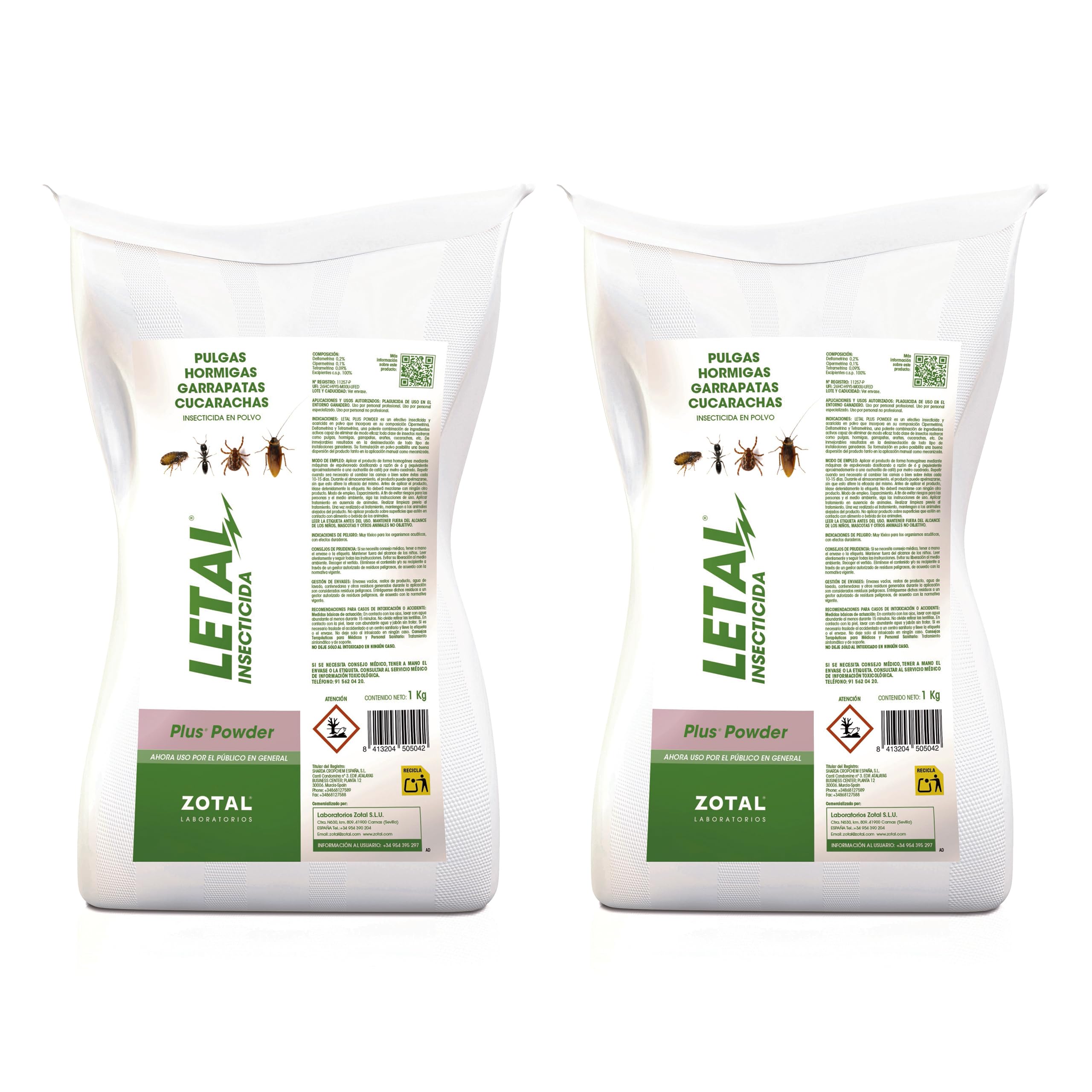 Zotal Letal Plus PWD 1Kg 1000 g - Pack 2 Unidades - 2000 g en total -