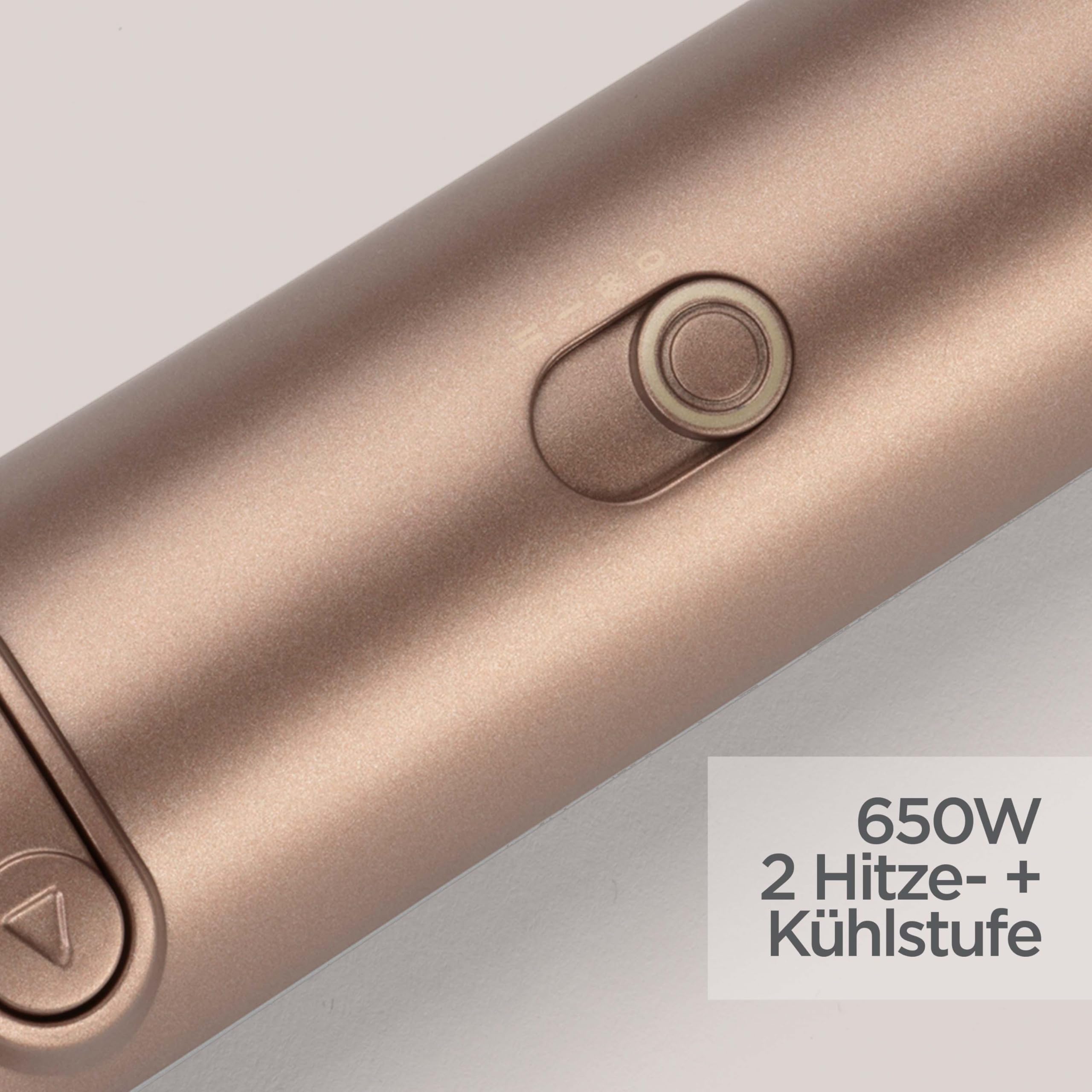 BaByliss Big Hair Dual Rotierende Warmluftbürste – Ionen-Technologie mit Anti-Frizz, 50mm & 40mm Aufsätze, 2 Rotationsrichtungen, 2 Temperatureinstellungen + Kaltstufenschalter, champagner, AS952E
