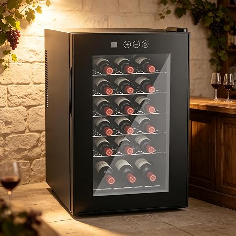 18 Bottle Wine Fridge, Freestanding Wine Cooler, Mini Wine Refrigerator