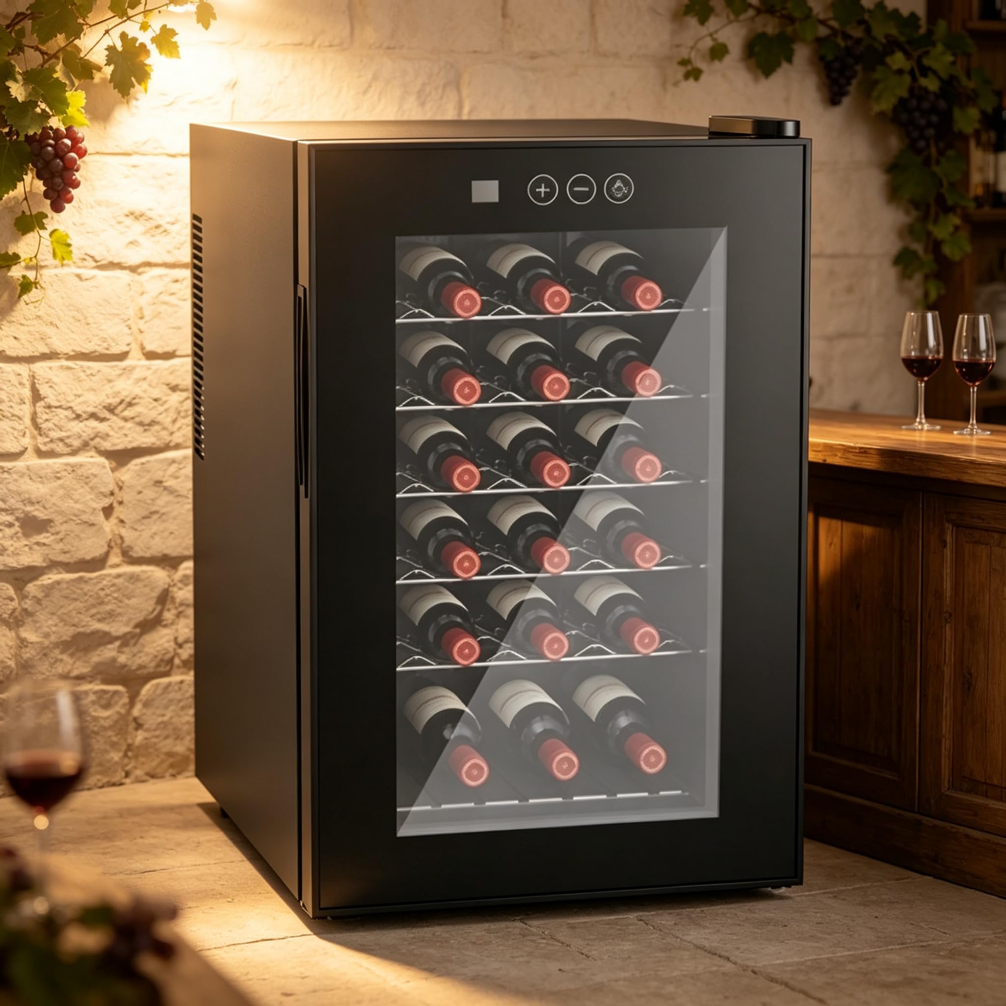 18 Bottle Wine Fridge, Freestanding Wine Cooler, Mini Wine Refrigerator