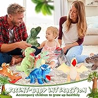 Vista 3 de Leitee Juego de 8 piezas de animales de peluche de dinosaurio, juguetes de peluche de dinosaurio a granel, surtido suave de tiranosaurio