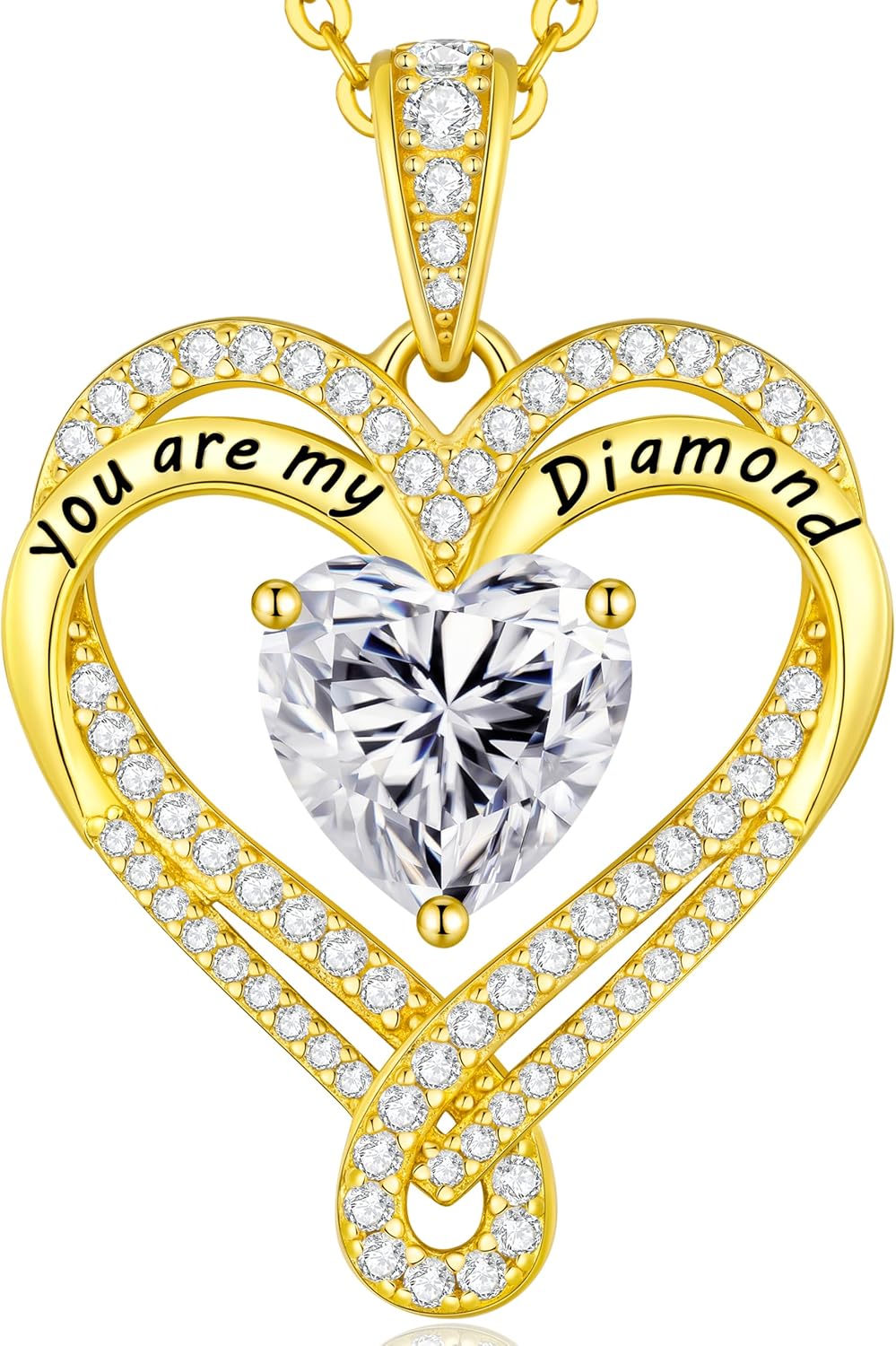 Moissanite Heart Pendant Necklace for Women,D Color VVS1 Lab-Created Moissanite Jewelry,925 Sterling Silver Gold Plating,Wedding,Anniversary Birthday,Gifts for Wife Her Mom Girlfriend