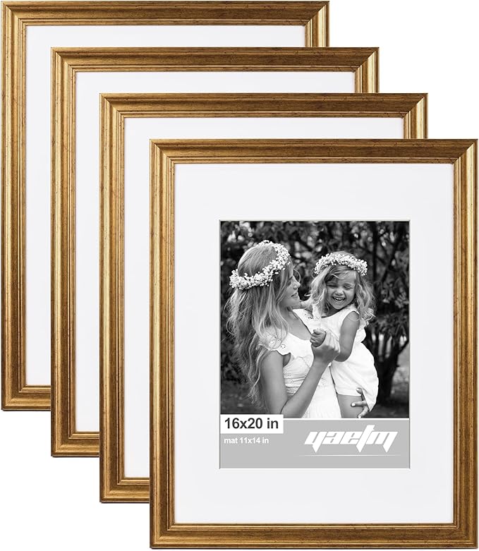 Yaetm 16x20 Picture Frame Matted to 11x14 Set of 4, 1.4