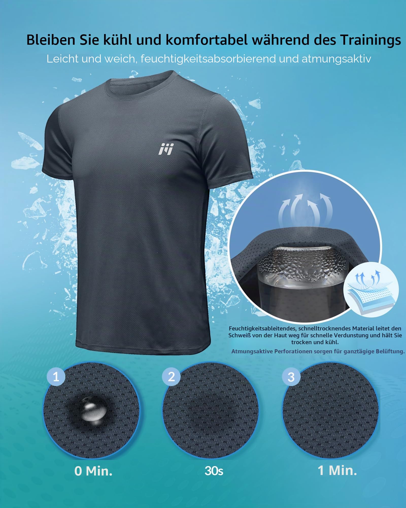 MEETYOO 5er Pack Herren Sportshirt Kurzarm - Atmungsaktives Mesh Funktionsshirt Herren für Laufen, Fitness & Training, Schnelltrocknend und Leicht