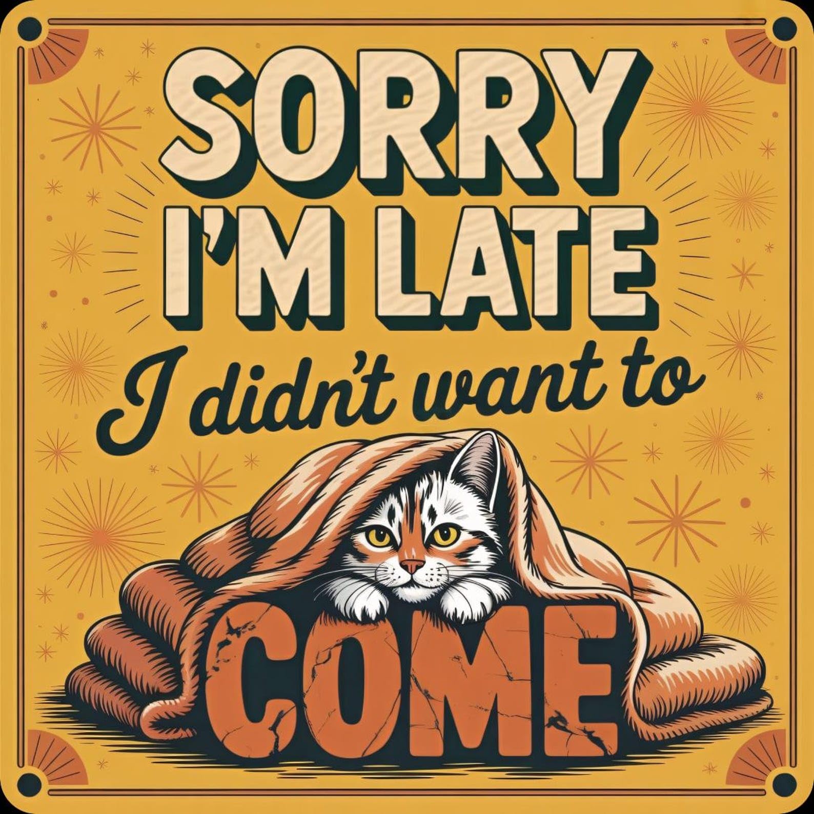 Half A Donkey Multicolor Sorry I'm Late…. Funny/Sarcastic Coaster