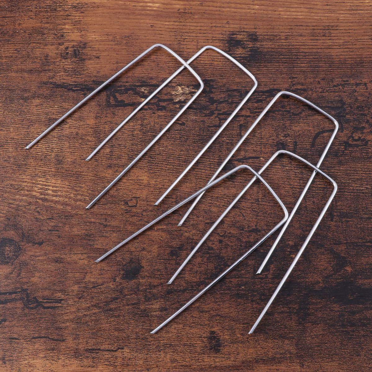 50pcs U Shape Galvanized Metal Ground Nail for Garden Use Silver