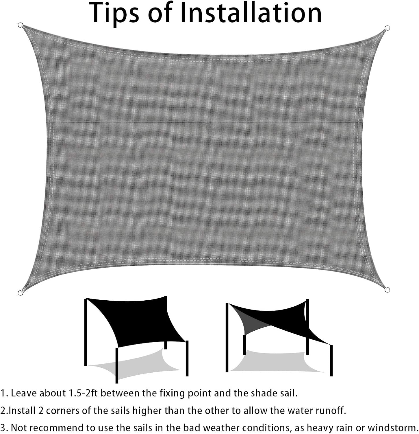 Ankuka Waterproof Sun Shade Sails Canopy Awning Shelter, UV Blockage Backyard Patio Garden Carport(8'x10', Grey)