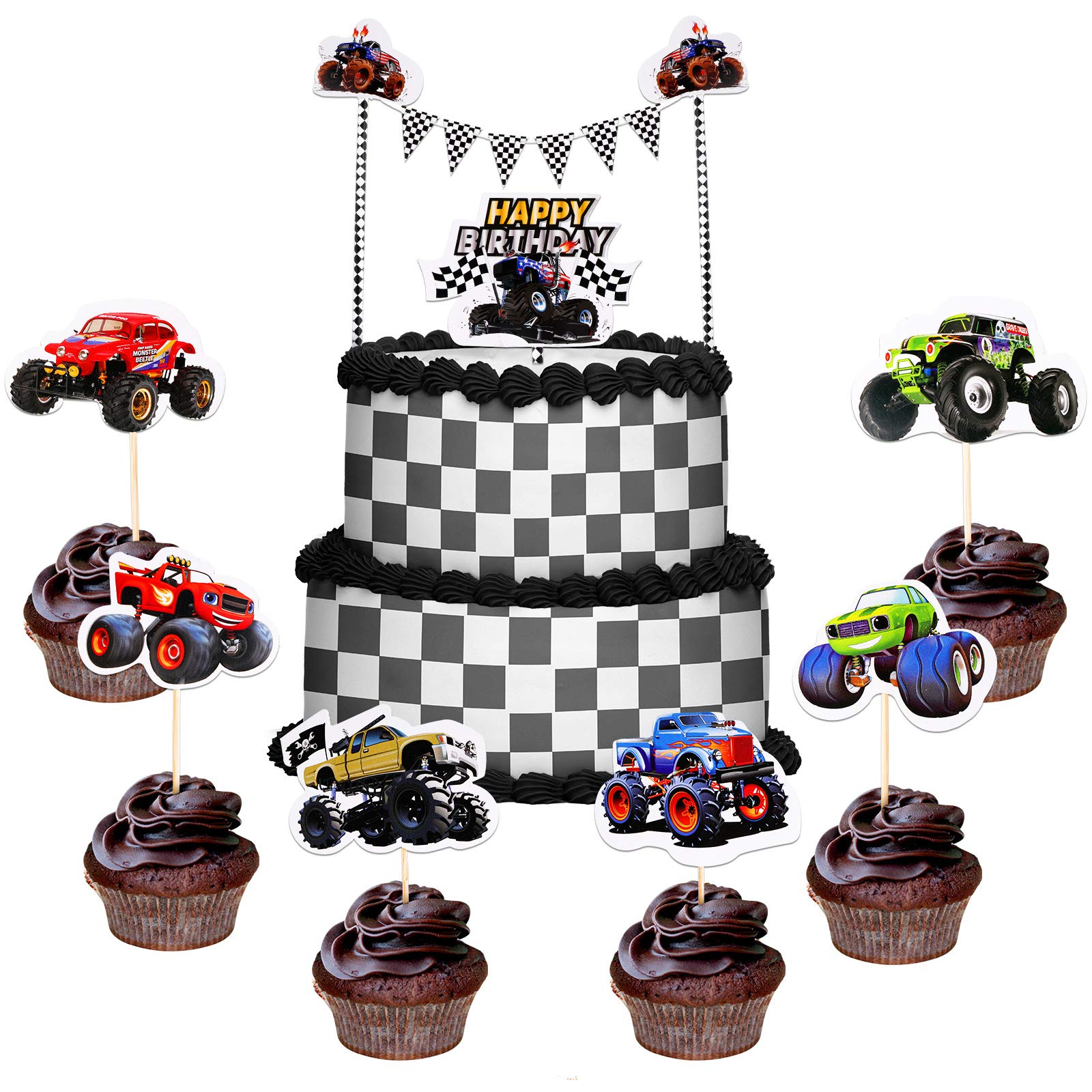 Buy 32 Pieces Monster Truck Party Supplies Monster Car Cake Topper Set Buy 32 Pieces Monster Truck Party Supplies Monster Car Cake Topper Set