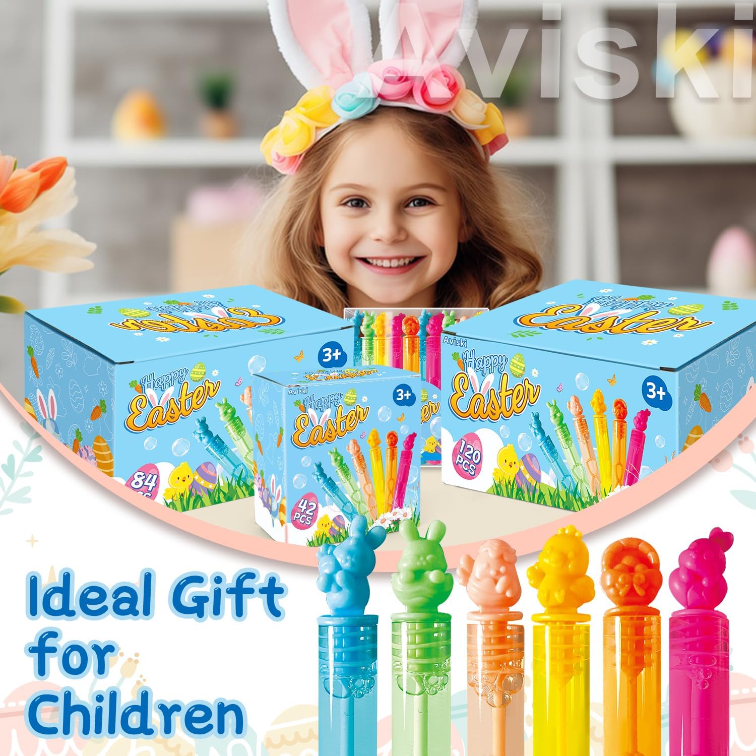 24Pcs Easter Bubble Wands, Mini Bubble Wands for Party Favors, Easter Colorful Gift Toys Toddler Adults, Easter Day Party Bag Stuffers Goodie Bag Filler, Classroom Prizes