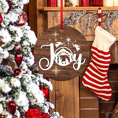 Miniatura 5 de Adorno de Navidad de Alegría, Belén, Biblia de Jesús de cerámica para árbol colgante, decoración cristiana, relleno de calcetín de regalo de Navidad