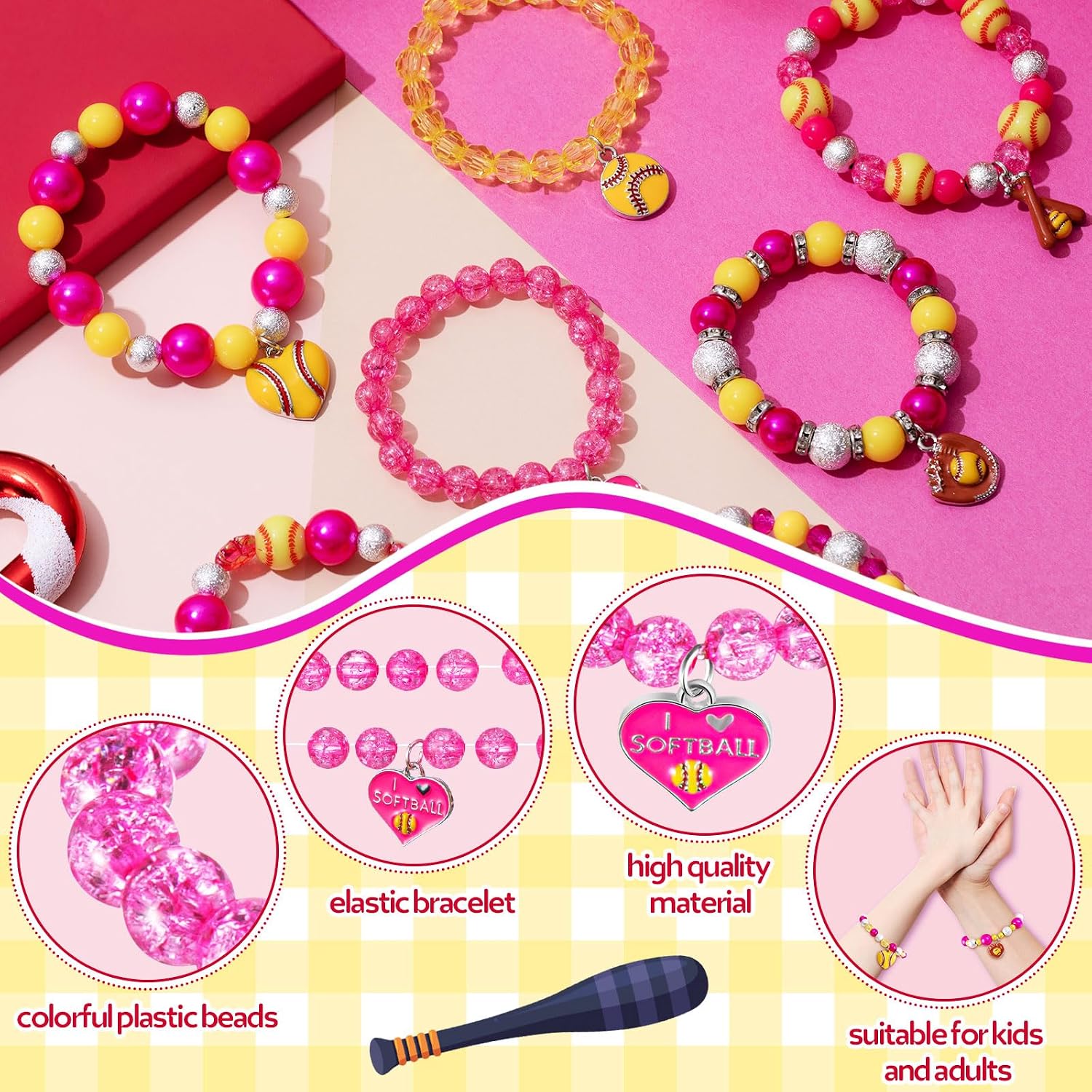 Sasylvia 12 Pcs Softball Bracelets Sports