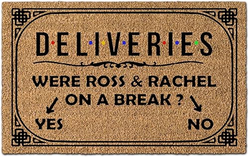 Felpudo de bienvenida personalizado para puerta al aire libre, con diseño de Ross & Rachel on a Break Entrance, tapete divertido para puerta