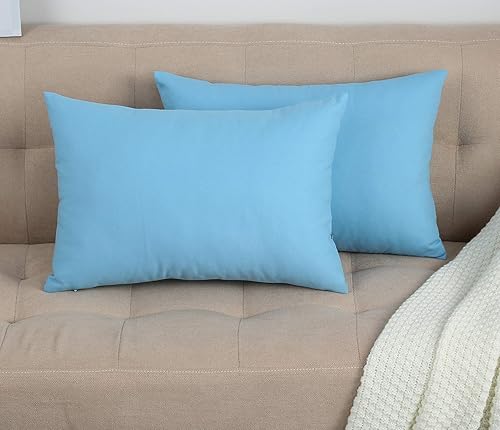 TangDepot - Funda de almohada hecha a mano 100% lona de algodón, Algodón, Azul (Sky Blue)