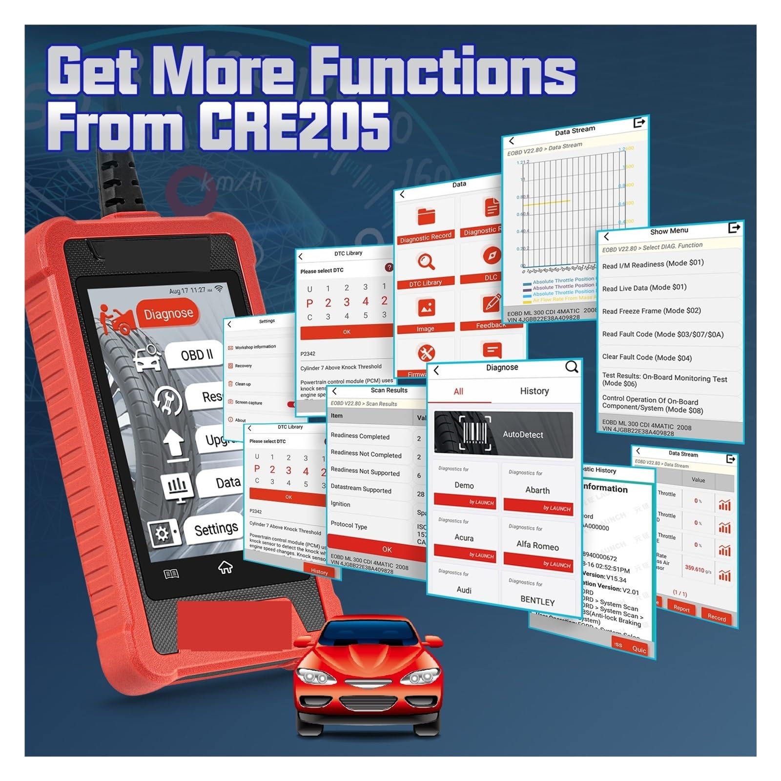 Codice di Errore Letto, Strumento diagnostico OBD2 X431 ABS SRS Scansione Diagnosi 5 Reset Servizi Scanner per la diagnostica dei guasti dell'auto