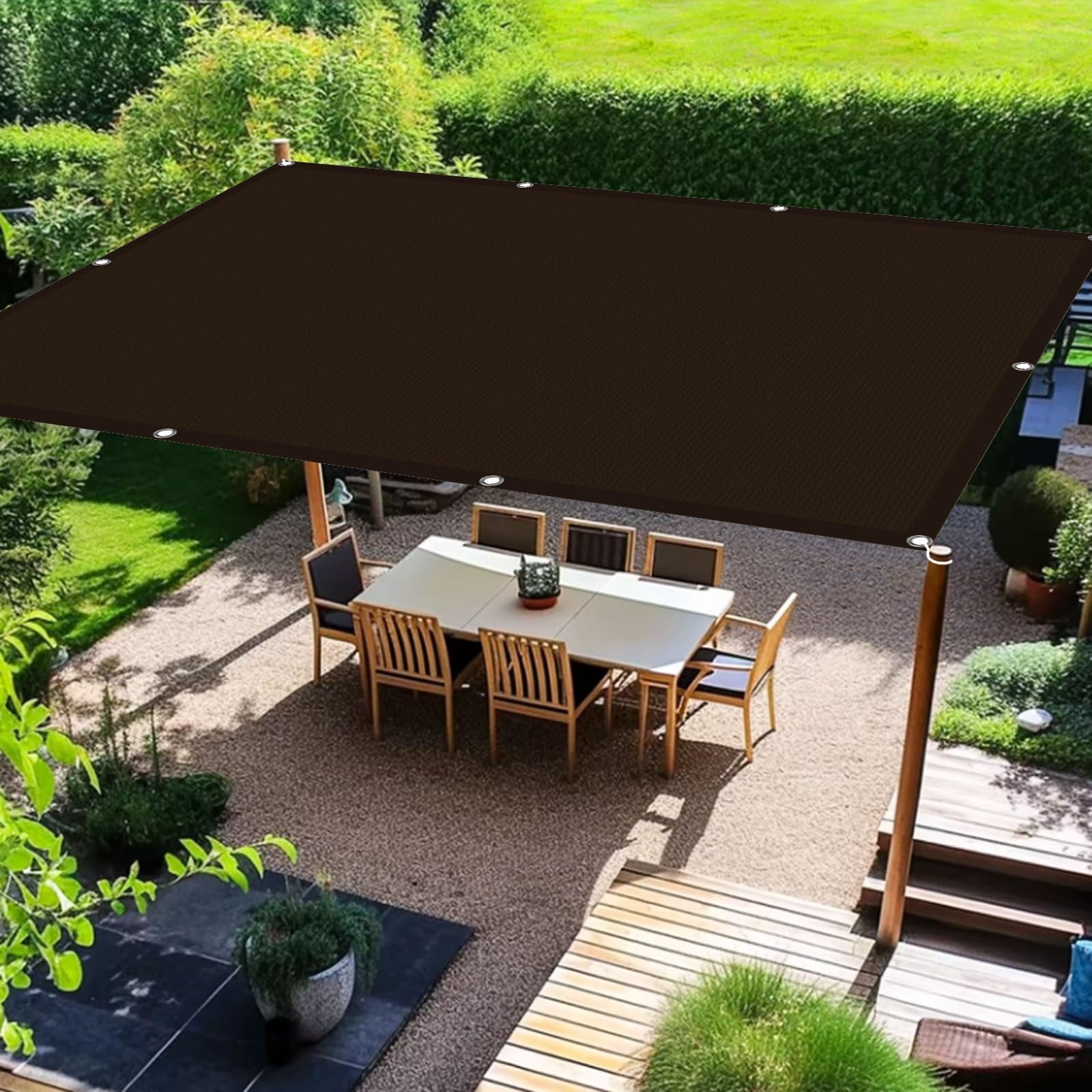 Voile d'ombrage imperméable 1x4 m haute protection UV couleur marron avec oeillets métalliques