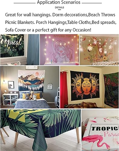 Miniatura 6 de Tapiz Tarot Card Tapiz - Tapiz de luz negra, diseño de luna, mandala indio, blanco y negro estrellado europeo, manta de yoga para dormitorio,