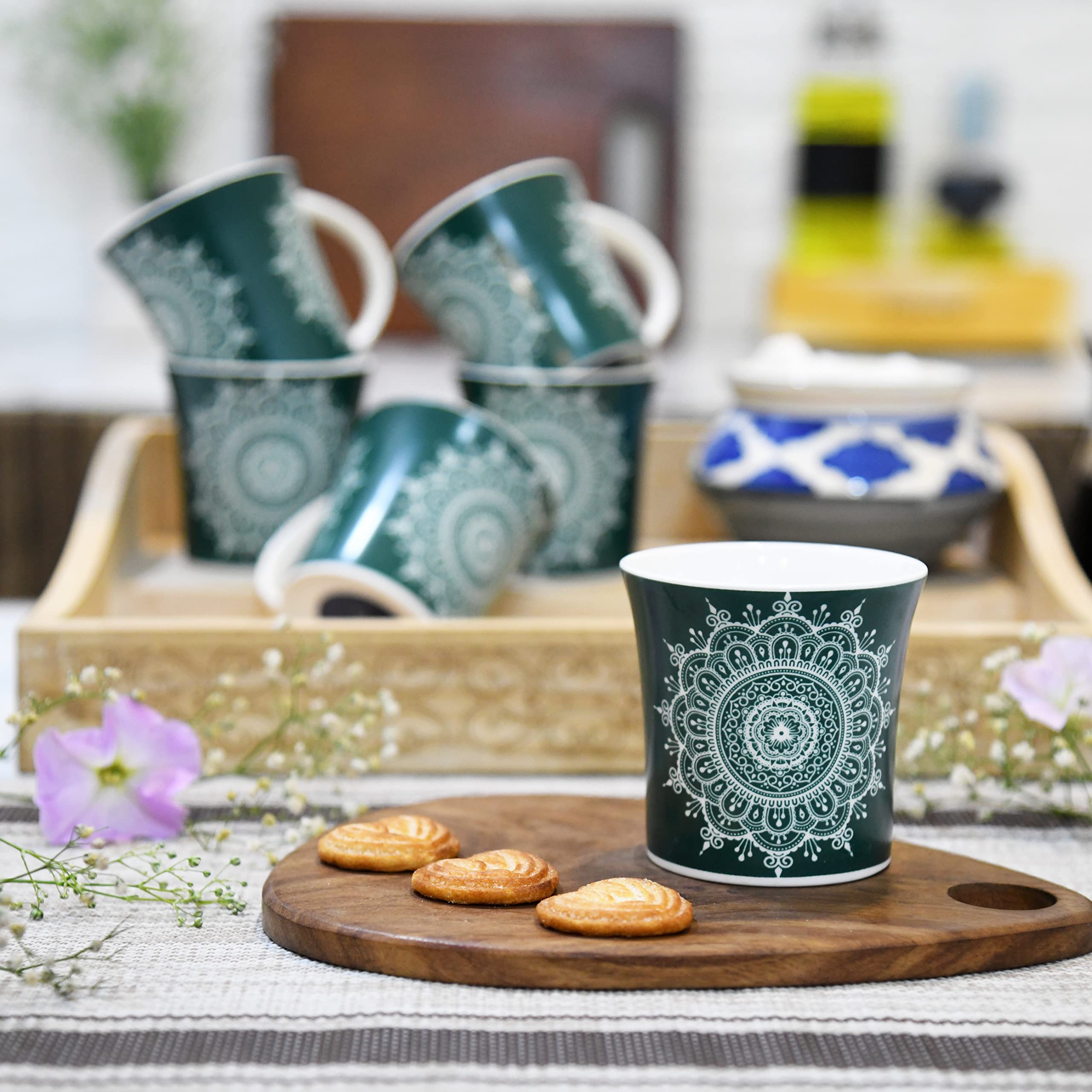 Femora Turquoise Eternal Circle Tea Cups, Ceramic Tea Cups, Coffee Mugs (160 ml) - 6 Pcs Set (Green) (B0C1K2WC2X) Amazon Price History, Amazon Price Tracker
