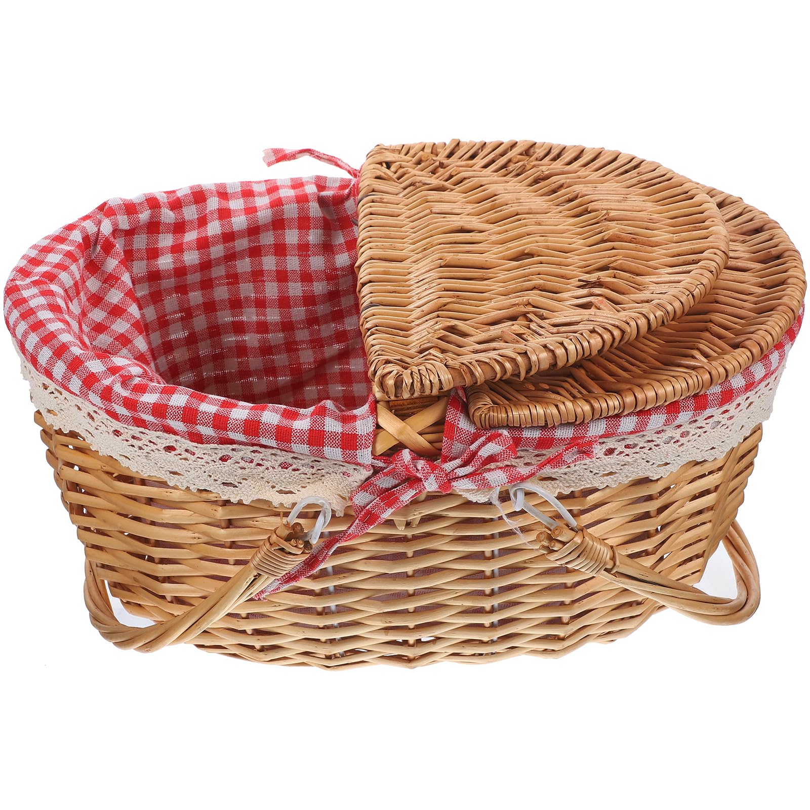 GANAZONO Cestino Da Picnic Grande Cesto Di Vimini Cesti Vuoti Cestini Per Regali Vuoti Cestino Di Vimini Con Coperchio Cesto Per Manuale Panno Sollevatore Di Piatti