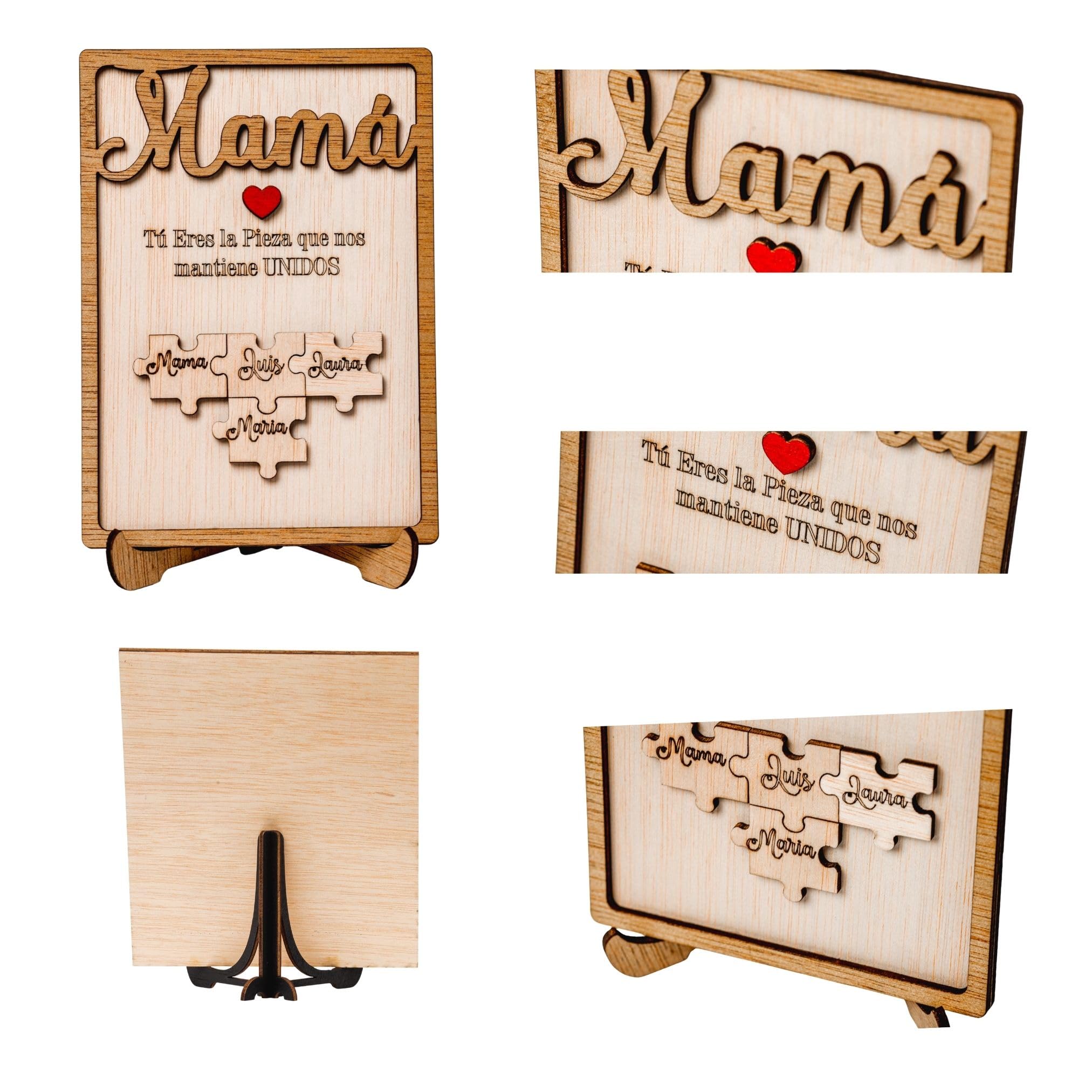 Olesea Día de la Madre – Regalo Dia de la Madre Personalizado – Regalos Personalizados Cuadro Puzzle Nombre – Mujer Original – Regalos Mujer Abuela Mama (Roble) — view 9