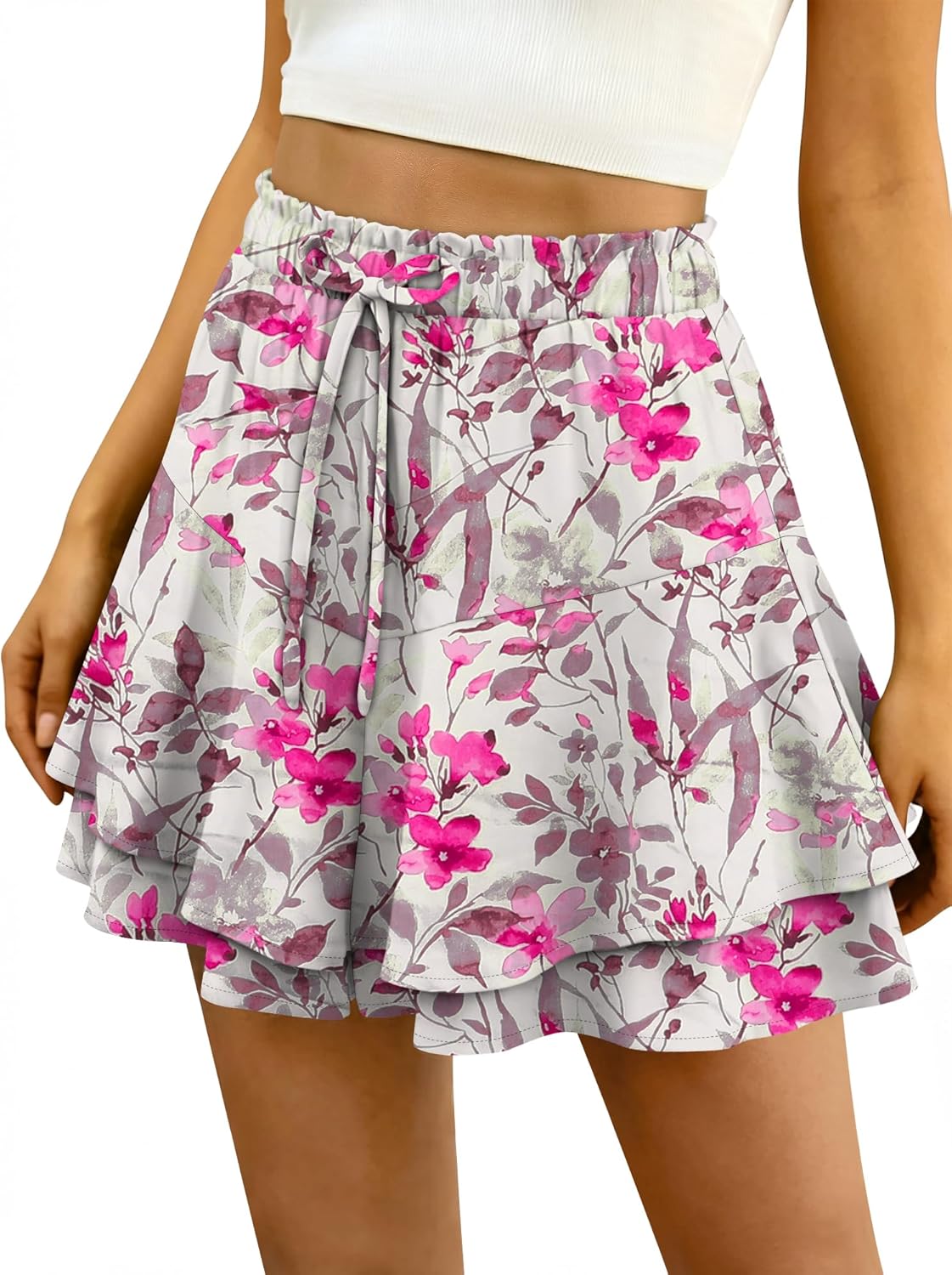 BETTE BOUTIK Flowy Shorts for Women Ruffle Skorts Cute Mini Skirt Country Concert Outfit Coastal Cowgirl Tennis Skort XS-XXL