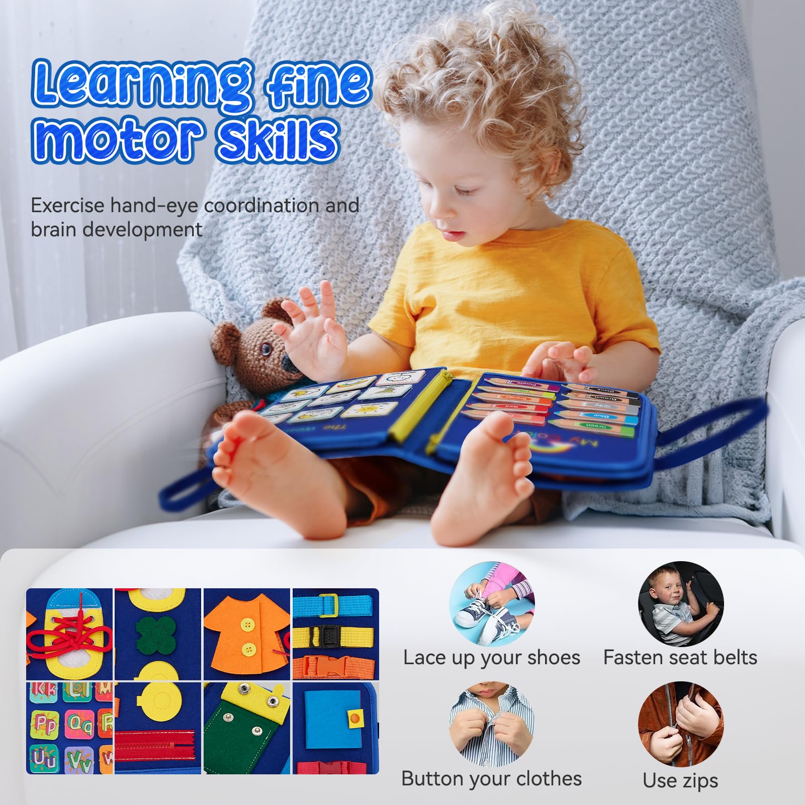 Warmiehomy Busy Board for 1 Year Old Boy, Gift Toys for 1 2 3 4 Year Old Kid - Image 3