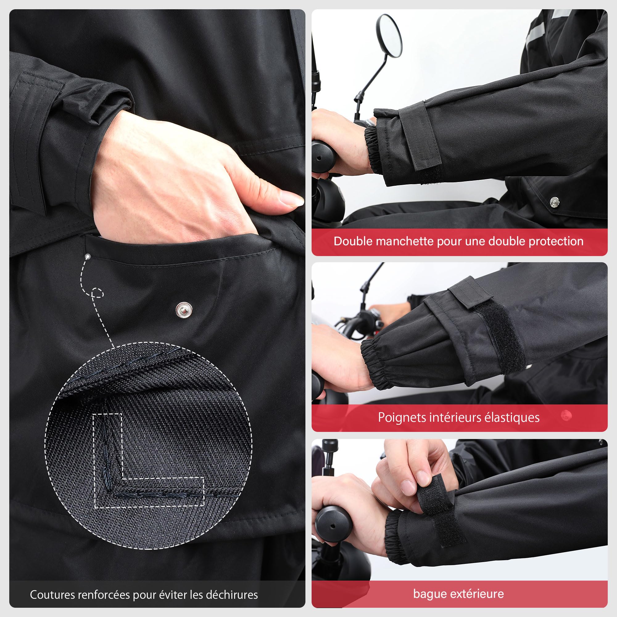 Combinaison de Pluie Imperméable et Réfléchissante Pantalon de Pluie Extérieur Homme/Femme Blouson Léger Veste de Randonnée