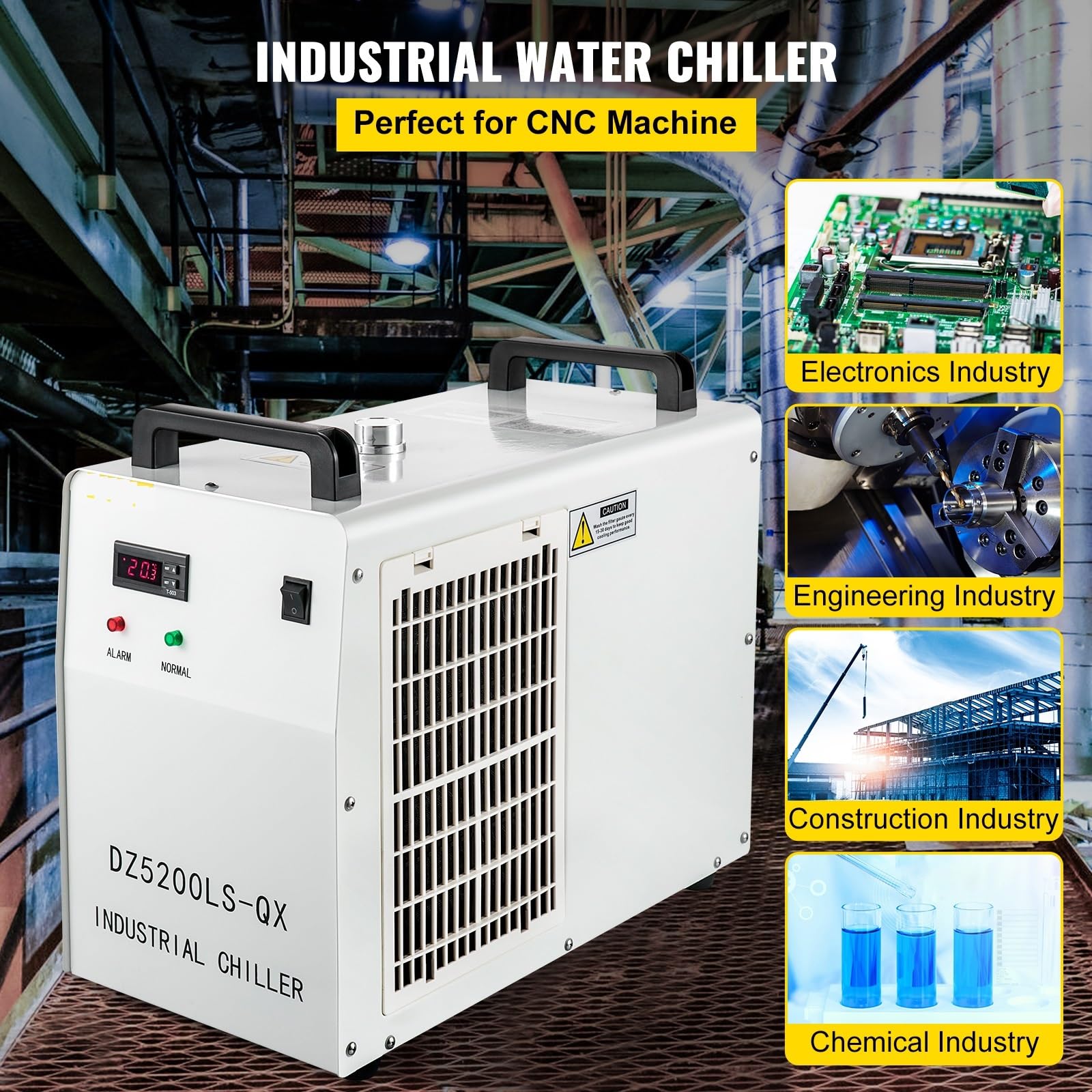 CW5200 Pro przemysłowy agregat wody lodowej do 130/150W maszyna do grawerowania CO2 CNC szklana rurka 6L zbiornik chłodzący 1400W