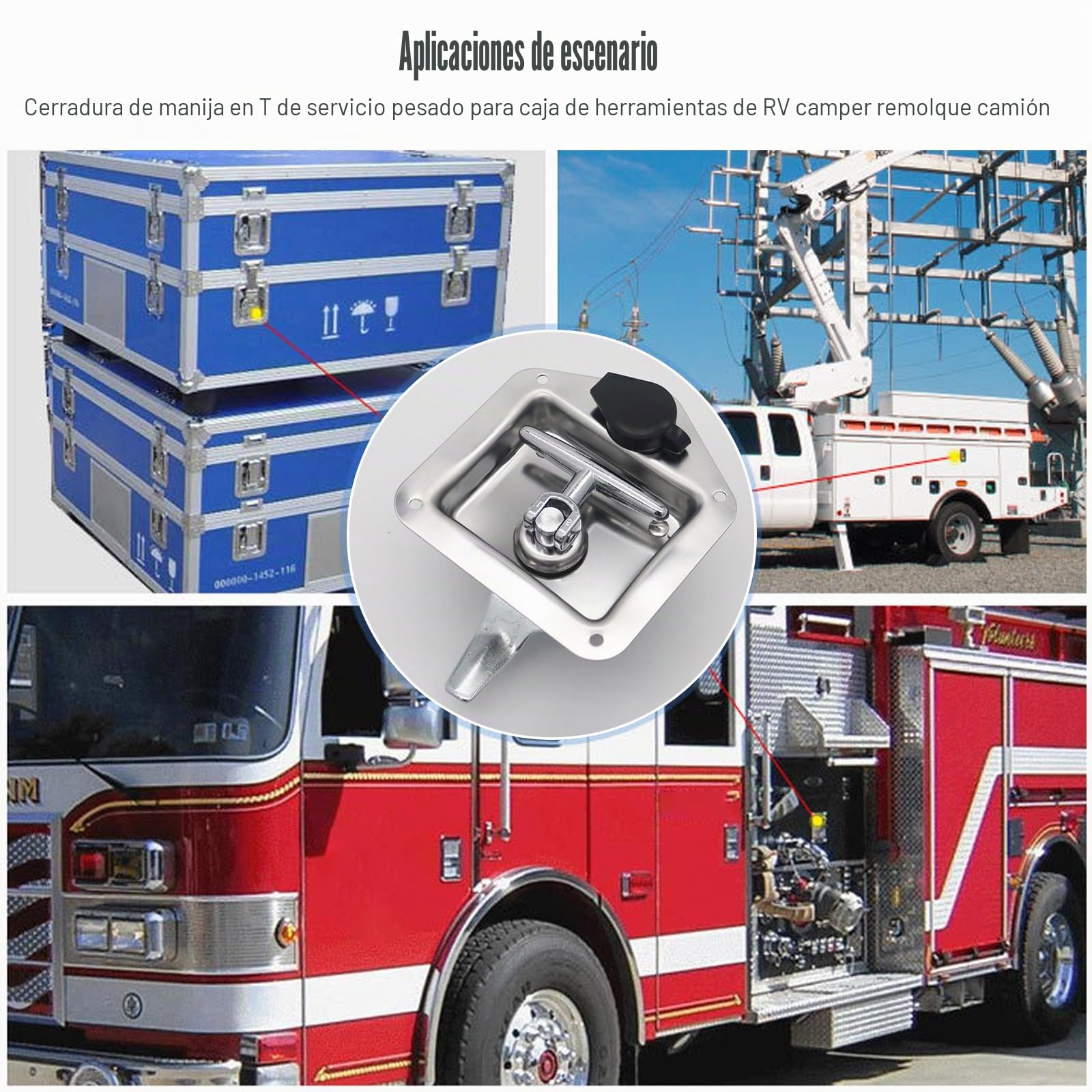 2 Unidades de cerradura de caja de herramientas de camión, herramientas de bloqueo de mango en forma de T, herramientas de bloqueo de mango plegable en forma de T de acero inoxidable con 2 llaves para